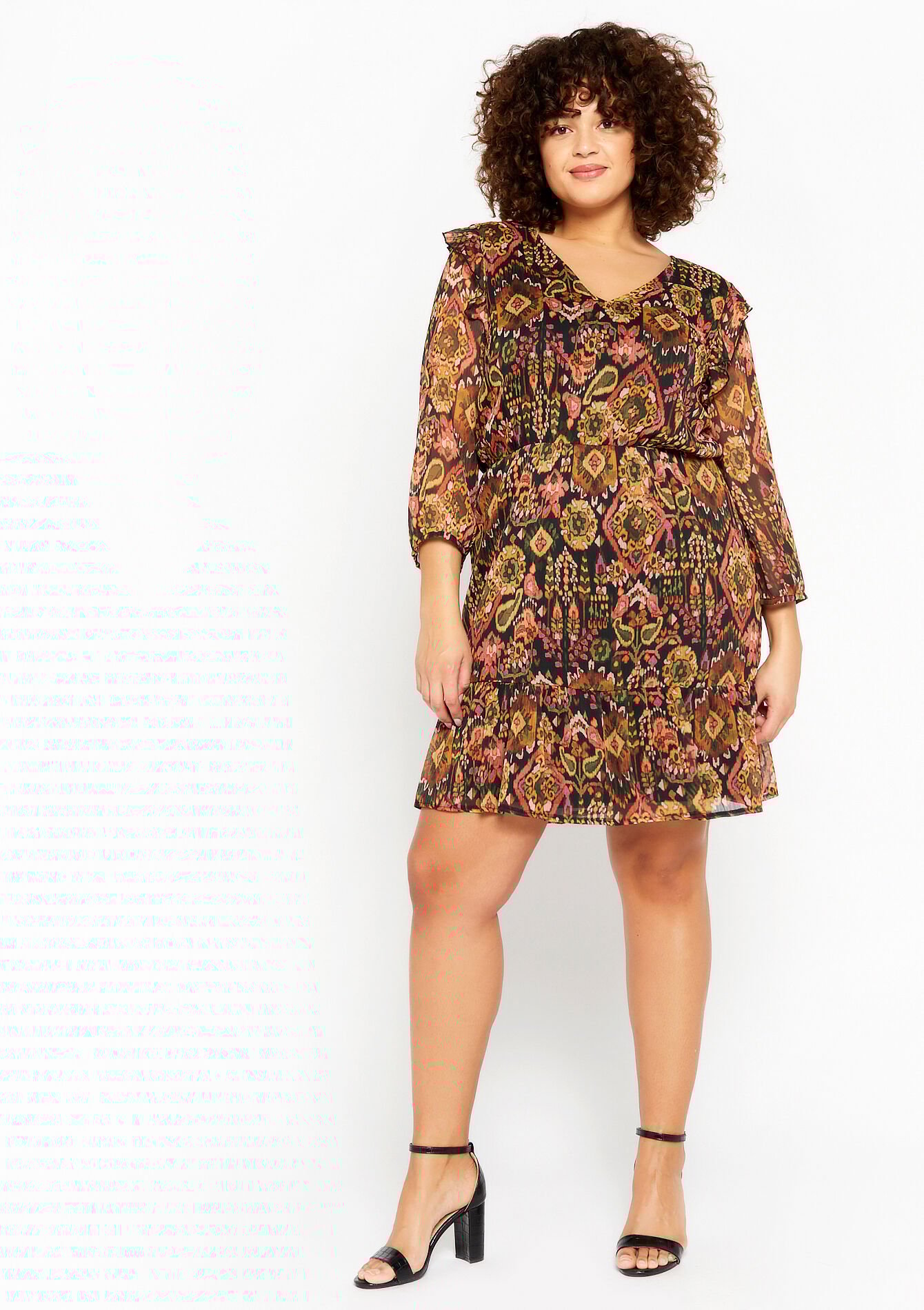 Dress with ethnic print, Dress with ethnic print - KHAKI FADED - 08103150_4326