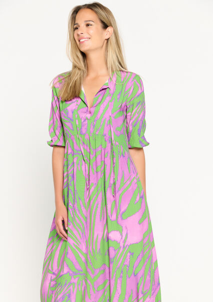 Maxi dress with zebra print - GREEN APPLE  - 08601687_1783