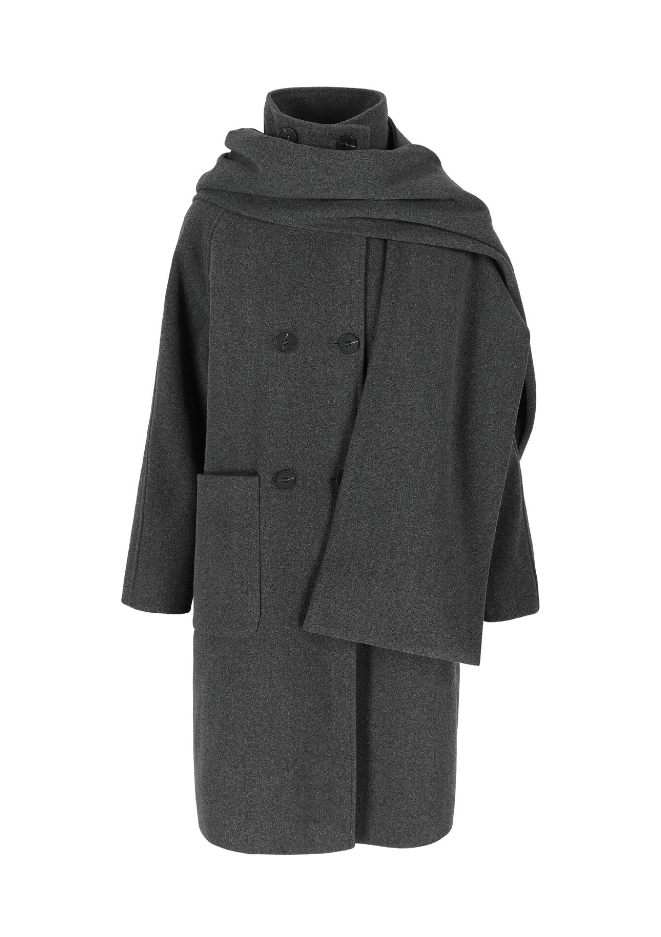 Lange jas met sjaal - DARK GREY - 23000674_931