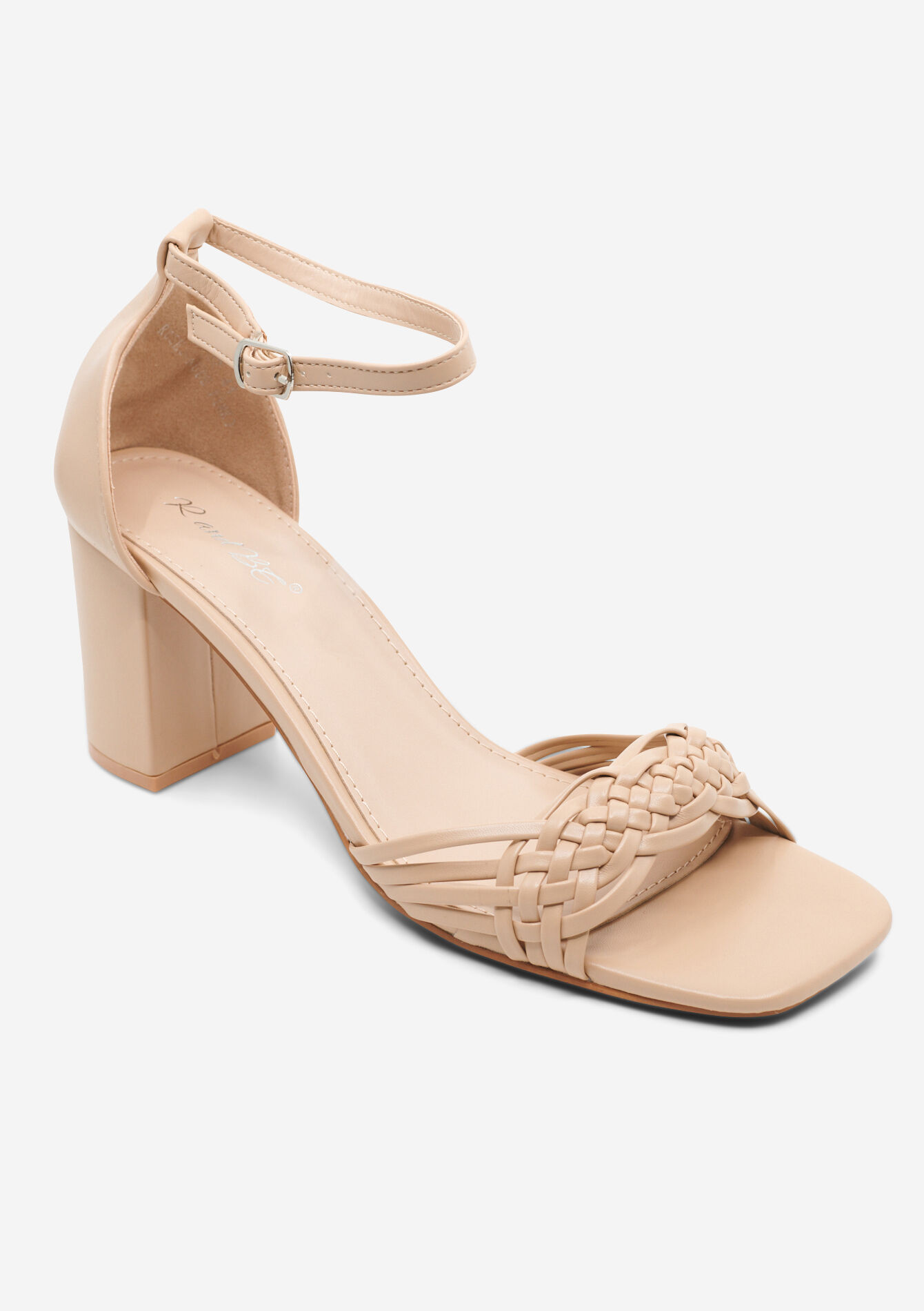 Gevlochten sandalen met hak, Gevlochten sandalen met hak - NUDE PINK - 13000813_1301