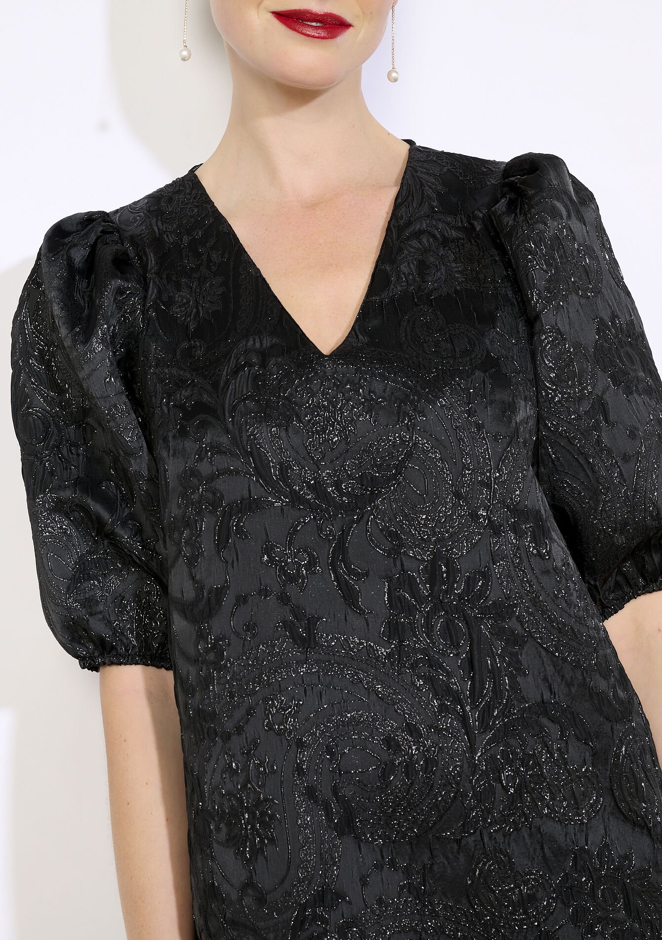 Robe courte jacquard, Robe courte jacquard - BLACK - 08104411_1119