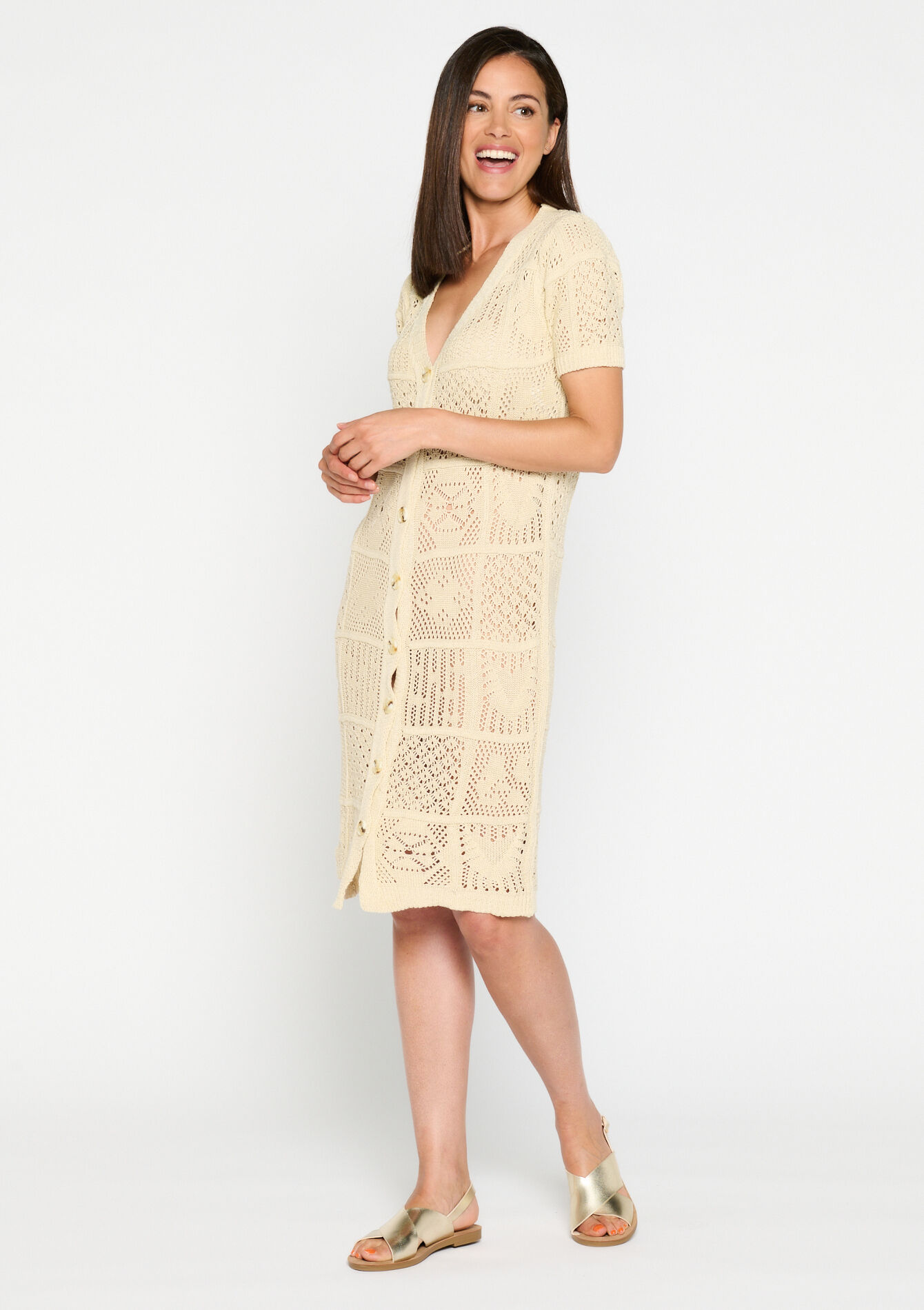 Crochet dress, Crochet dress - LT BEIGE - 08103293_2527