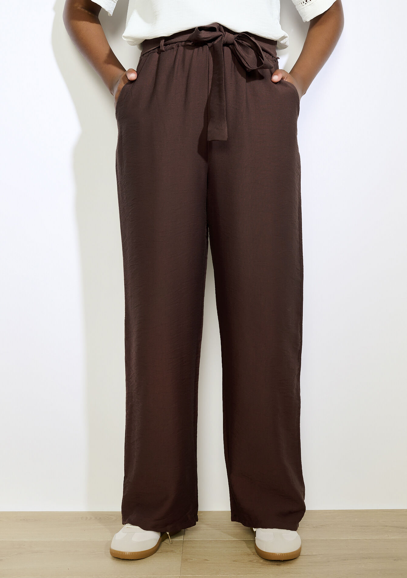 Pantalon ample élégant - BROWN DARK CHOCOLATE - 06601027_3720