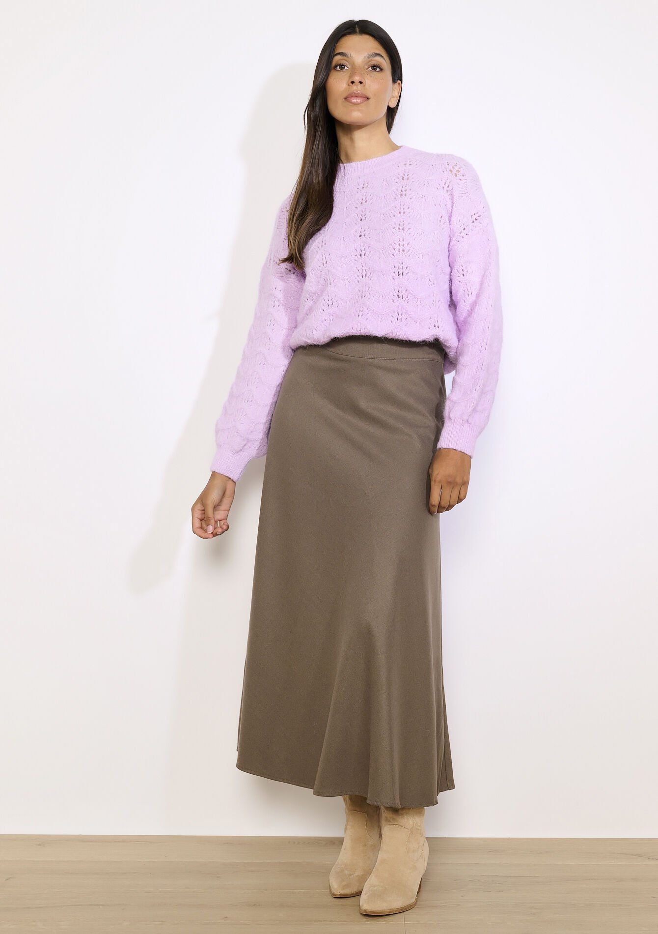 Flanellen maxirok, Flanellen maxirok - TAUPE - 07101442_1021