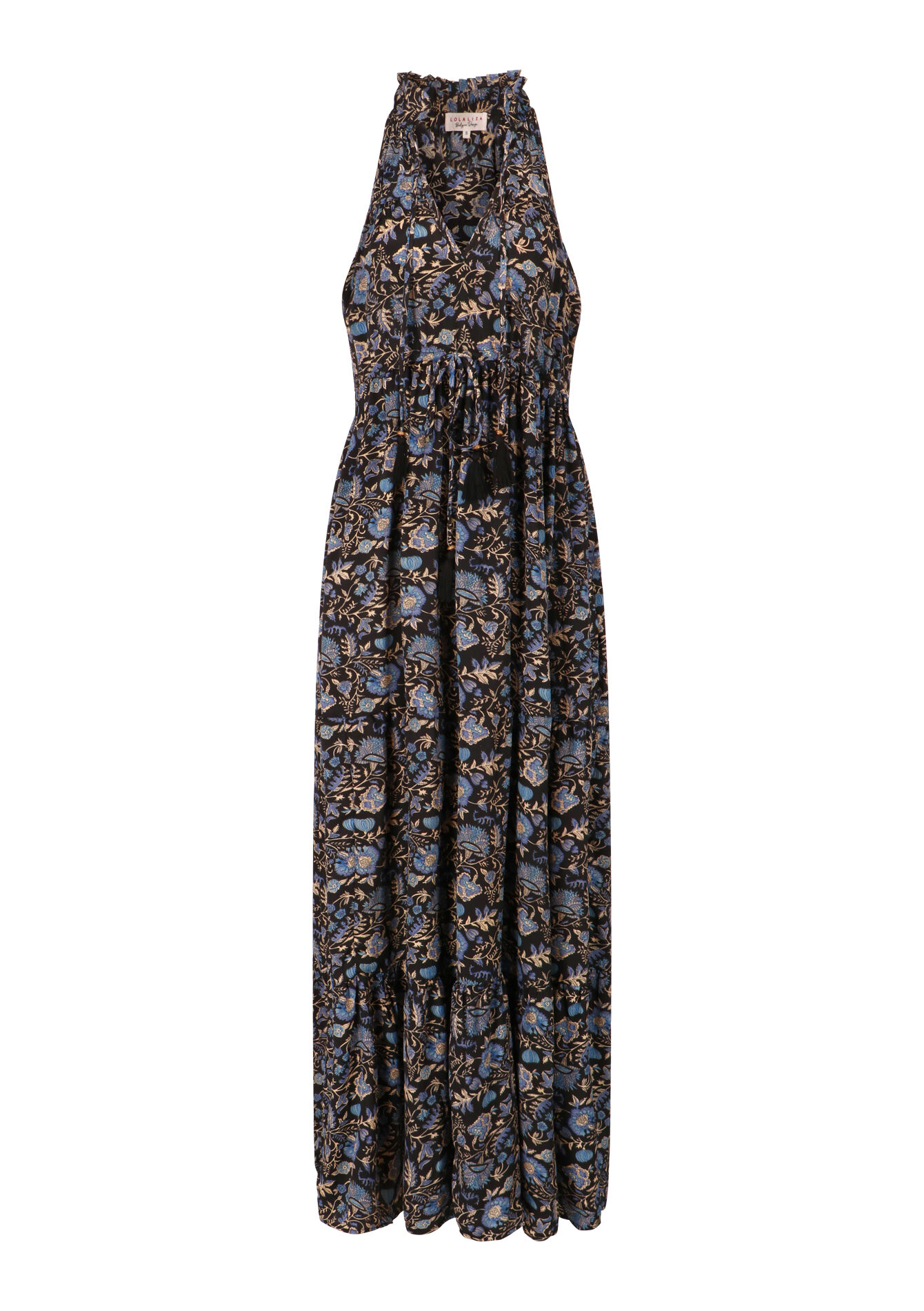 Mouwloze maxi-jurk met bloemenprint, Mouwloze maxi-jurk met bloemenprint - BLUE FAIENCE - 08601889_1584