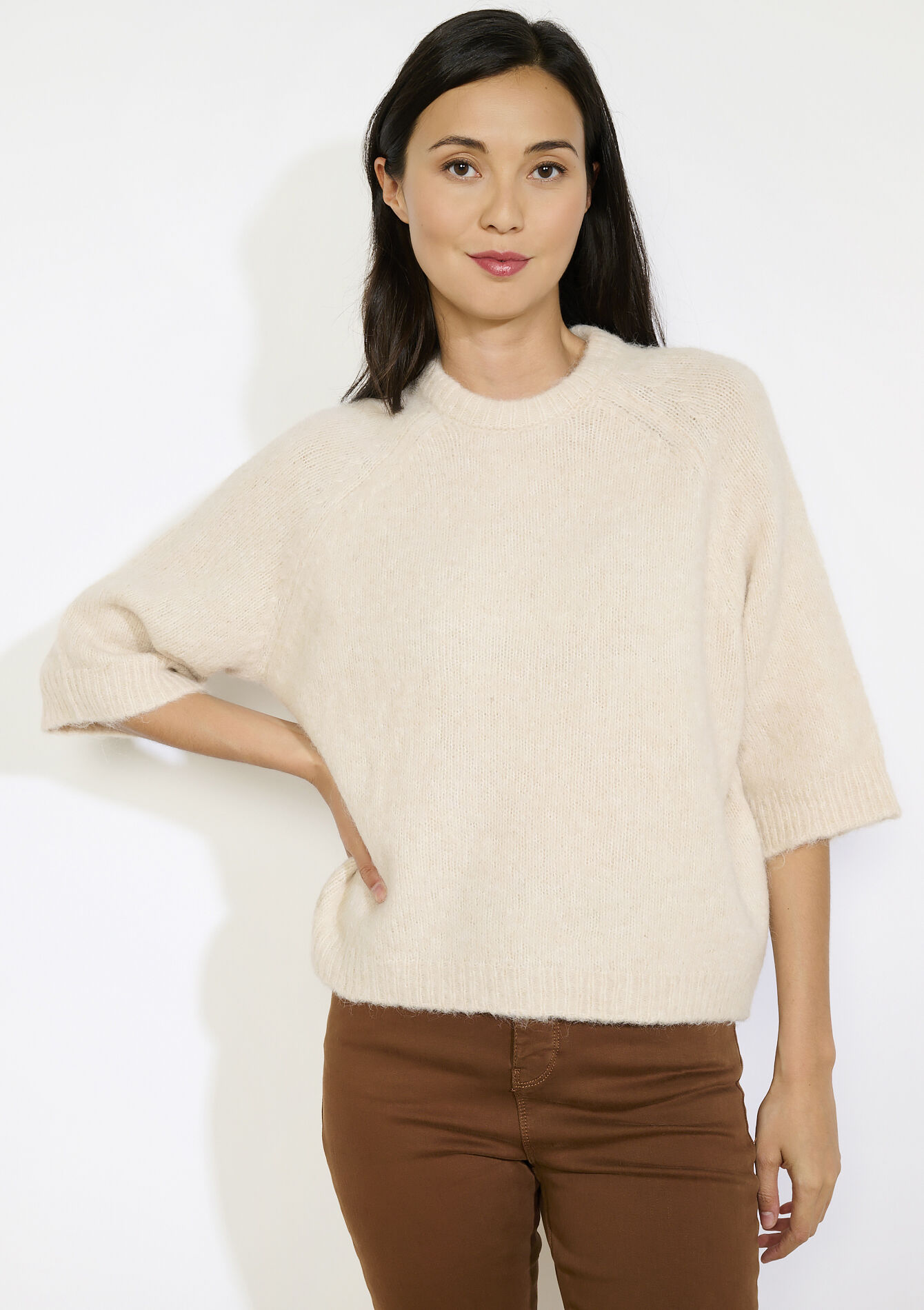 Trui met 3/4 raglanmouwen - VANILLA WHITE - 04006927_1013