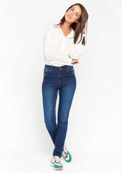 Jeans met hoge taille - DARK BLUE - 22000375_0501