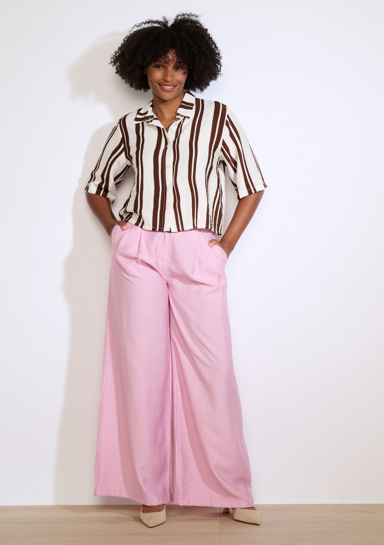 Gestreept soepel hemd, Gestreept soepel hemd - VANILLA WHITE - 05702918_1013