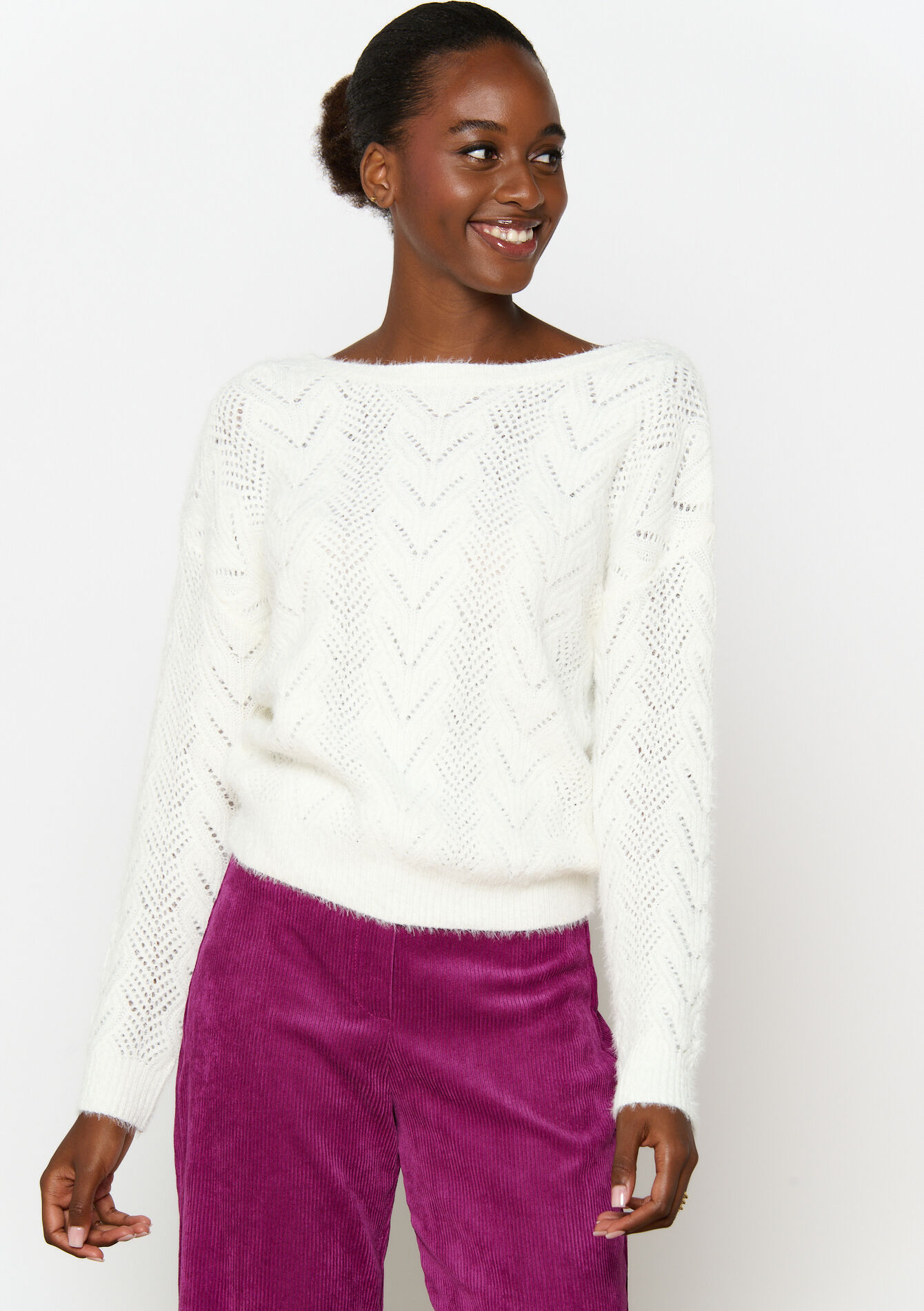 Opengewerkte trui, Opengewerkte trui - OFFWHITE - 04006612_1001