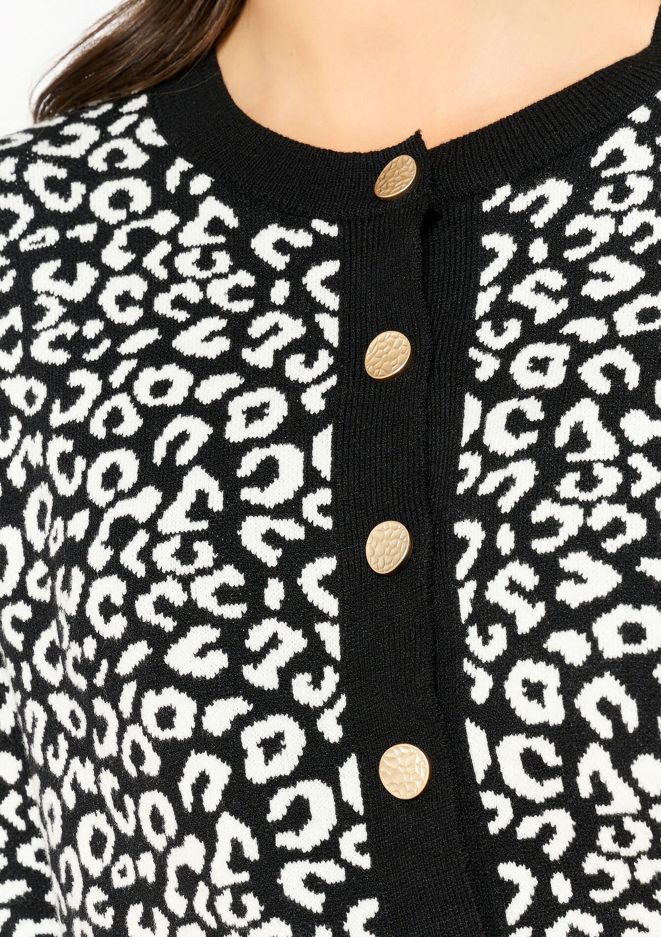 Cardigan with leopard print - BLACK - 1119307