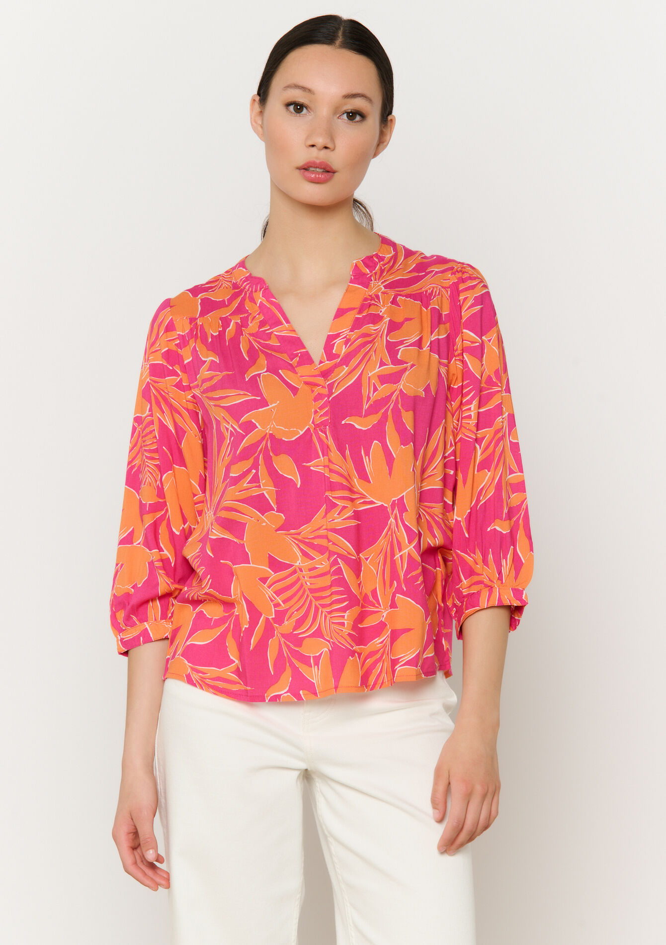 Blouse imprimée feuillage, Blouse imprimée feuillage - FUCHSIA - 05702691_5626