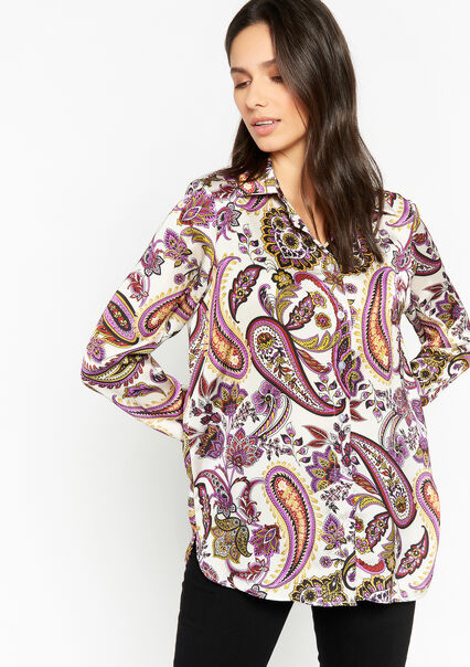 Oversized shirt with paisley print - VIOLINE - 05702104_2576