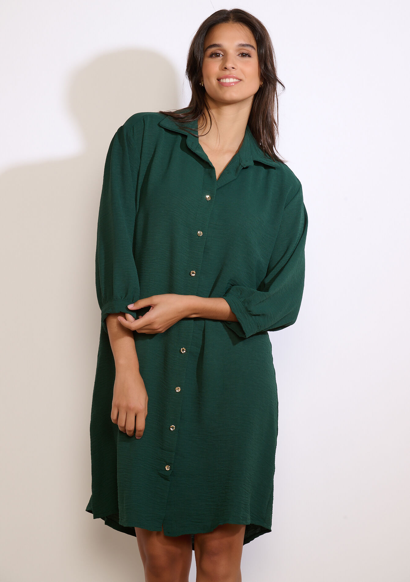 Oversized overhemdjurk, Oversized overhemdjurk - BOTTLE GREEN - 08104338_1778