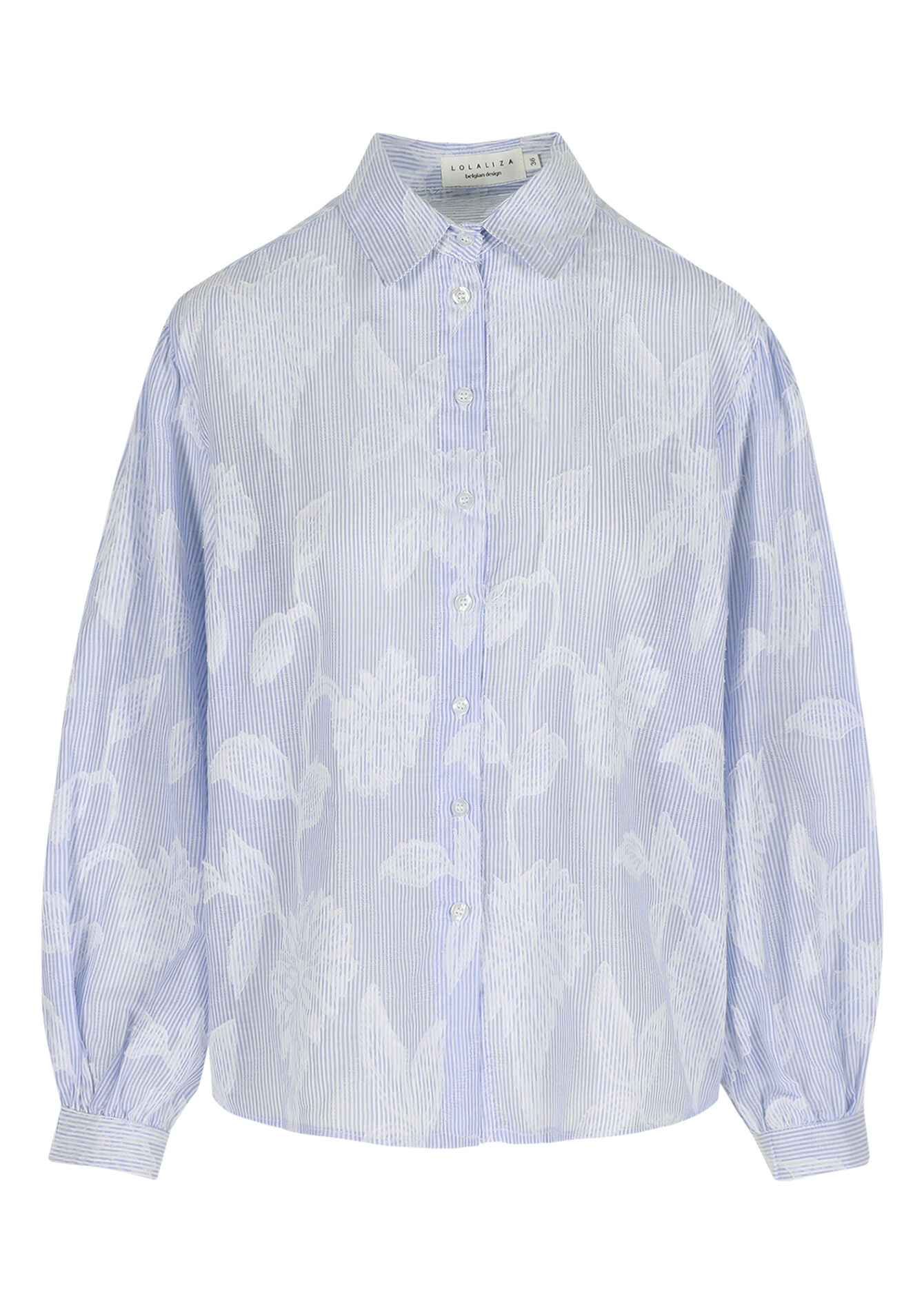 Blouse met bloemenborduursel - BLUE PASTEL - 05702876_3003