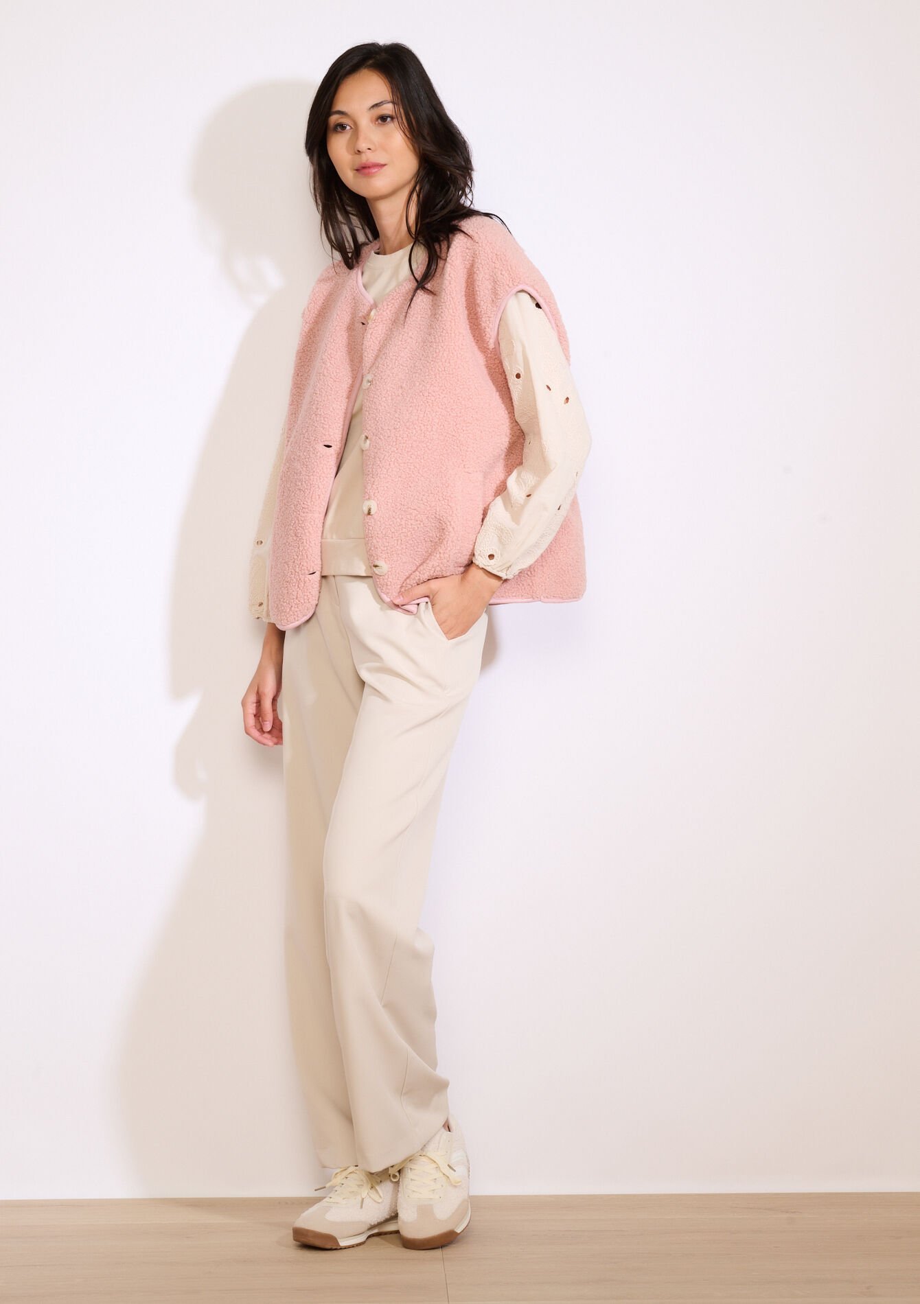 Zachte mouwloze bodywarmer, Zachte mouwloze bodywarmer - COSMETIC PINK - 09001486_5733