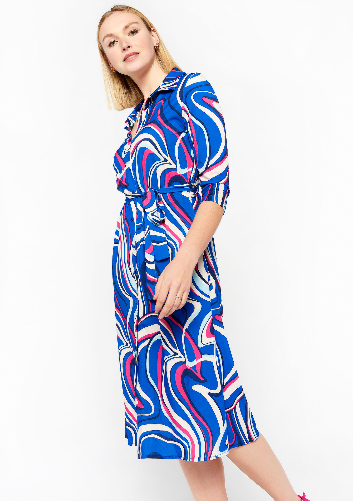 Hemdjurk met abstracte print - ELECTRIC BLUE - 08103174