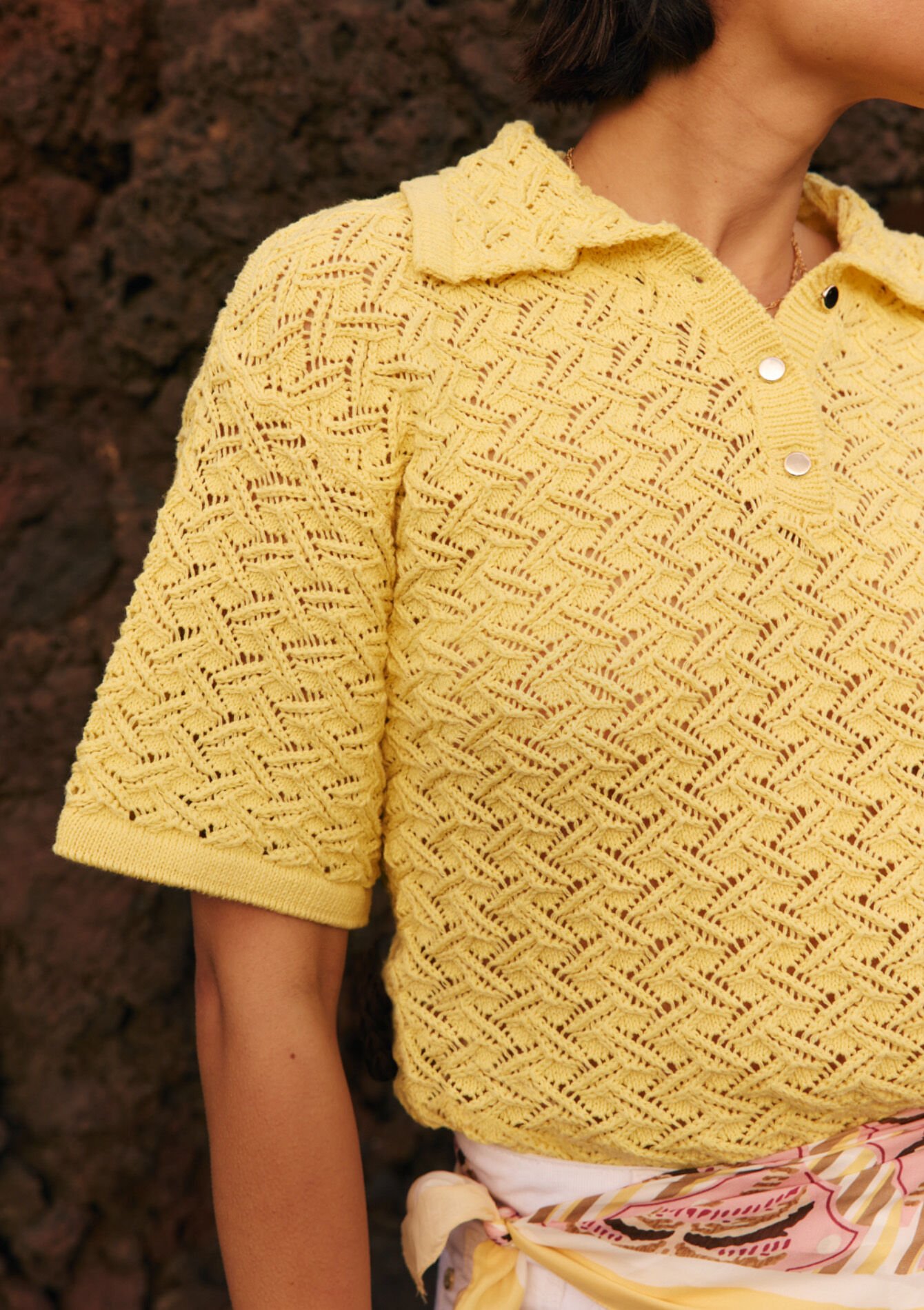 Textured knit polo - YELLOW SUN - 04007297_5007
