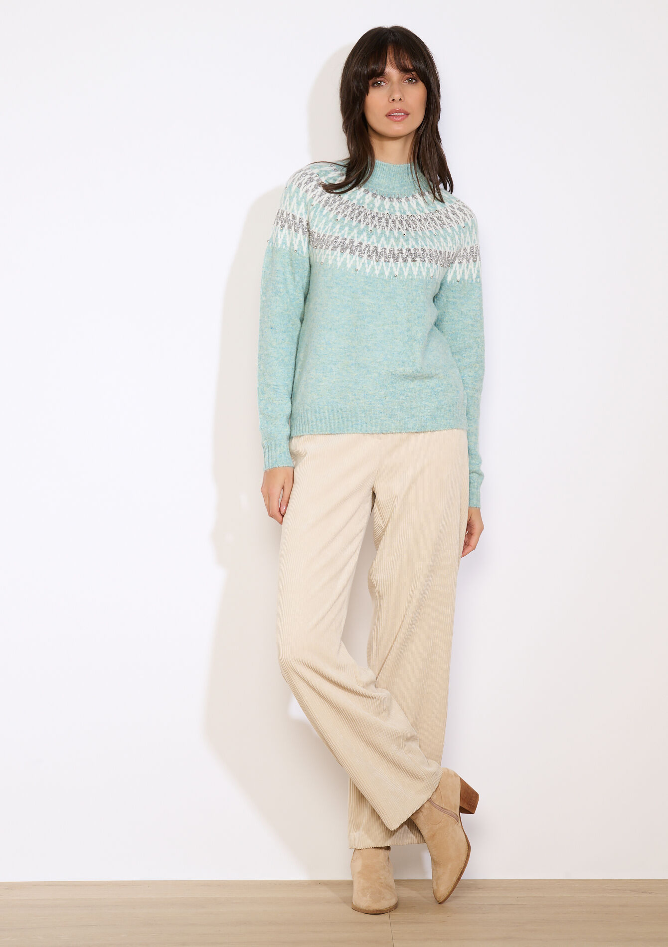 Trui met parelaccent - MINT GREEN - 04006958_1723