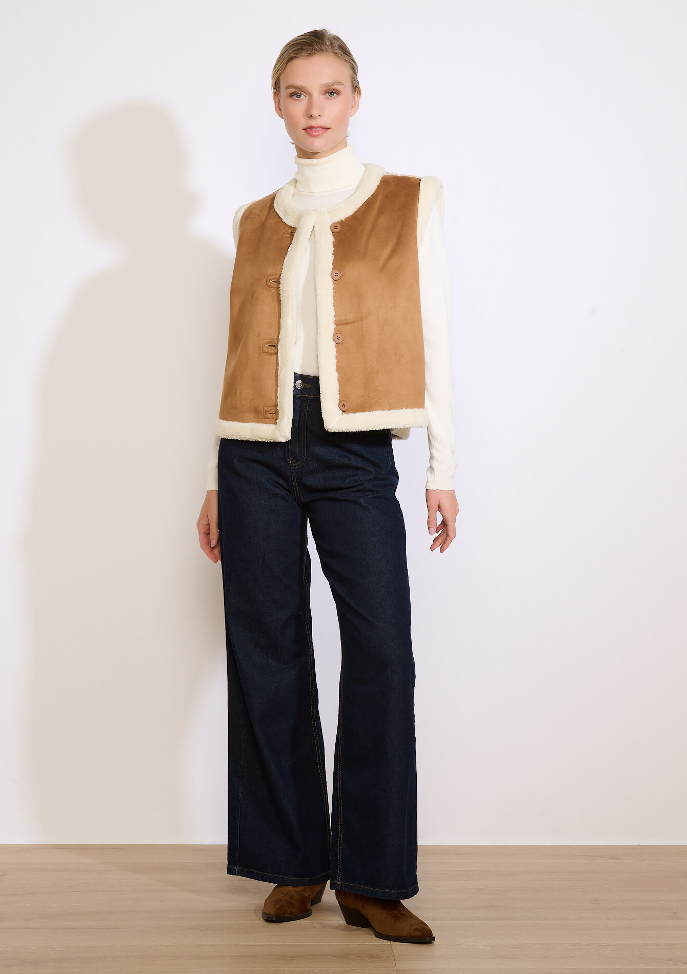 Omkeerbare gevoerde vest, Omkeerbare gevoerde vest - CAMEL BEIGE - 09001470_1132