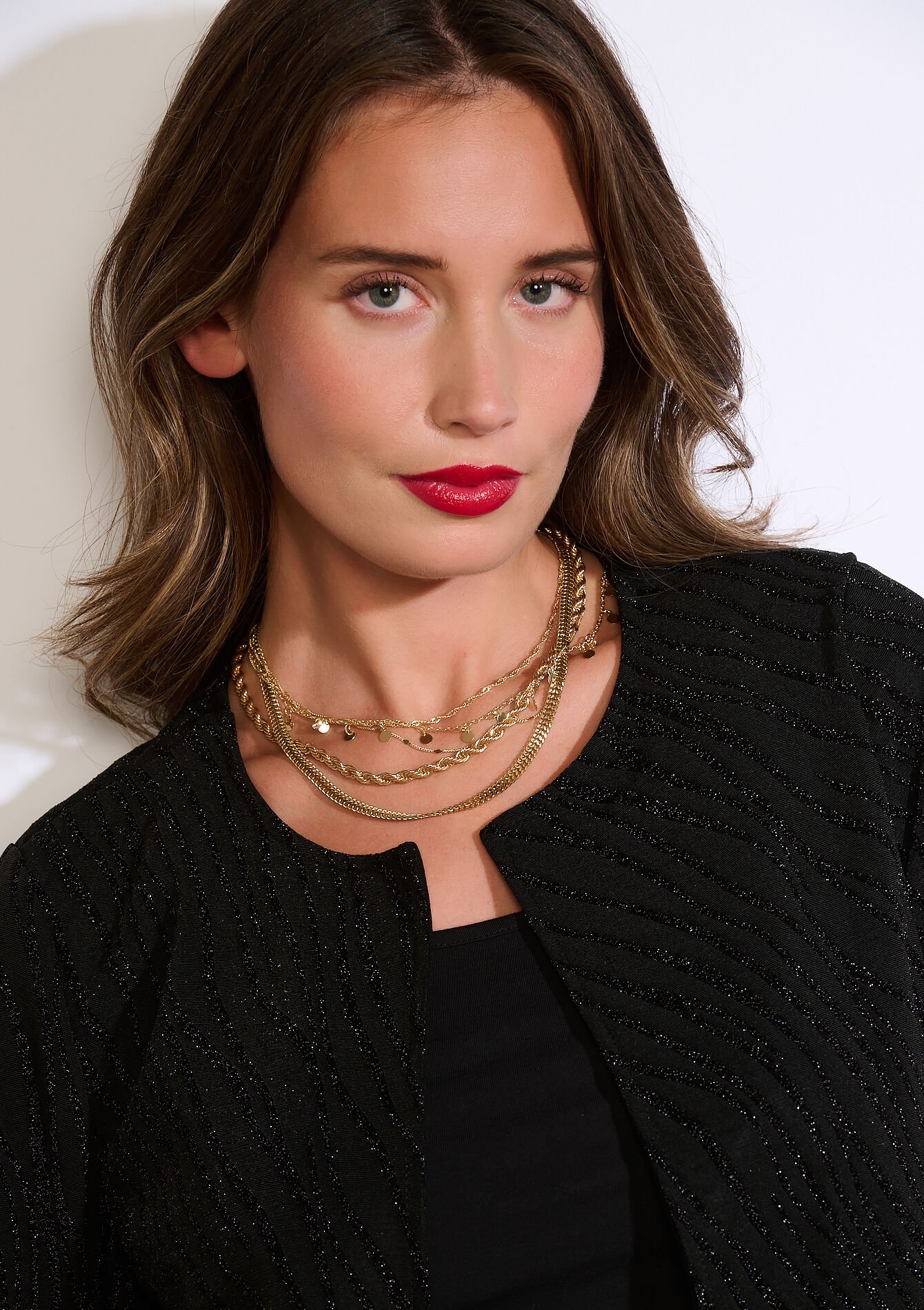 Korte zebra lurex blazer, Korte zebra lurex blazer - BLACK - 09101156_1119