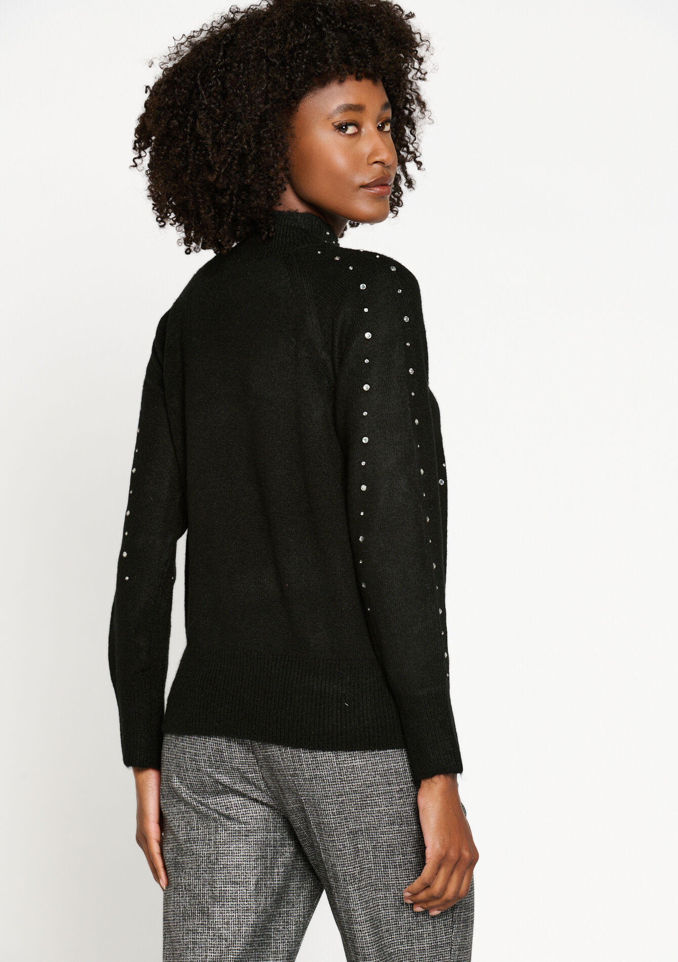 Turtleneck with diamonds - BLACK - 04006164_1119