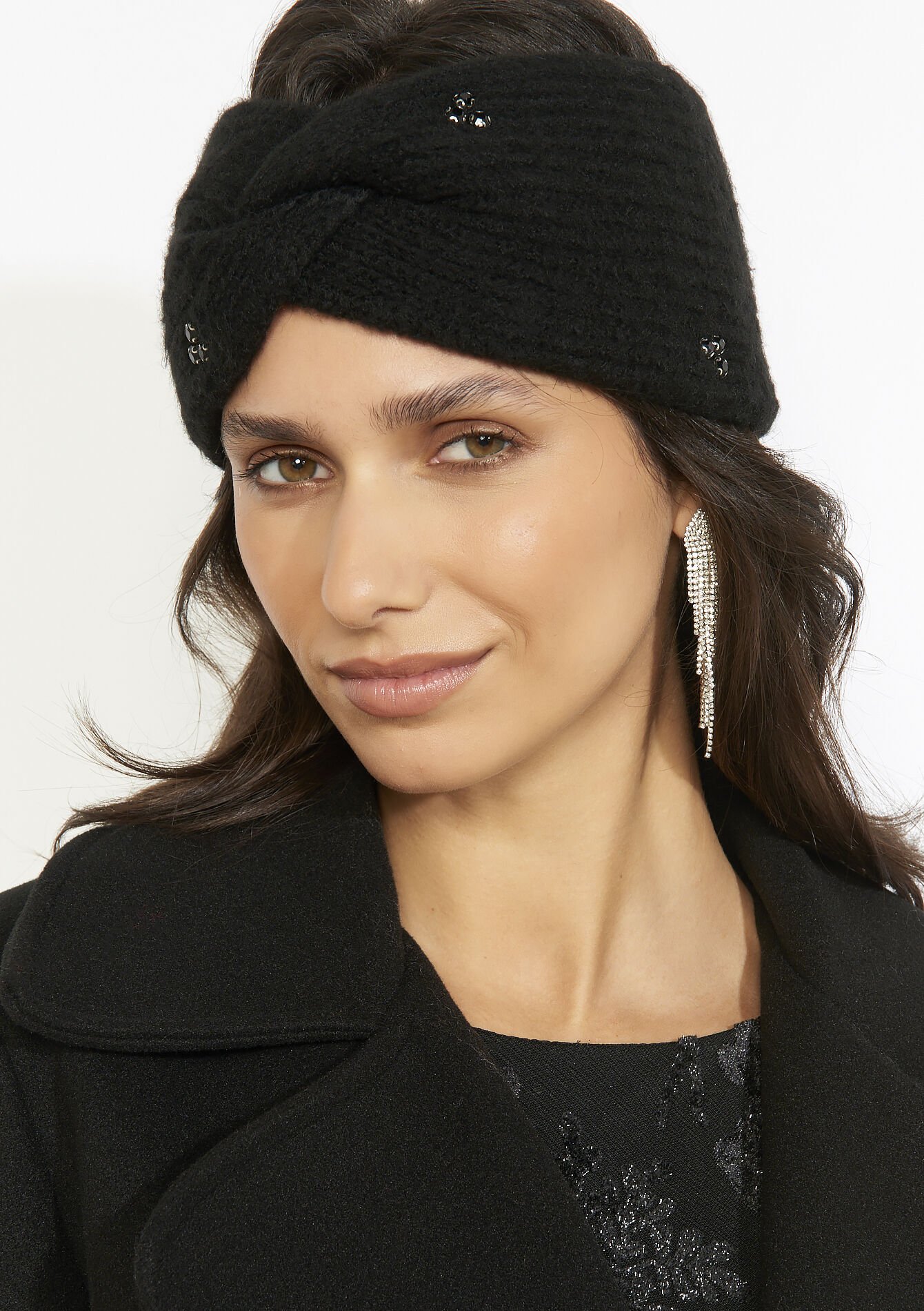 Bandeau torsadé en maille, Bandeau torsadé en maille - BLACK - 17002189_1119