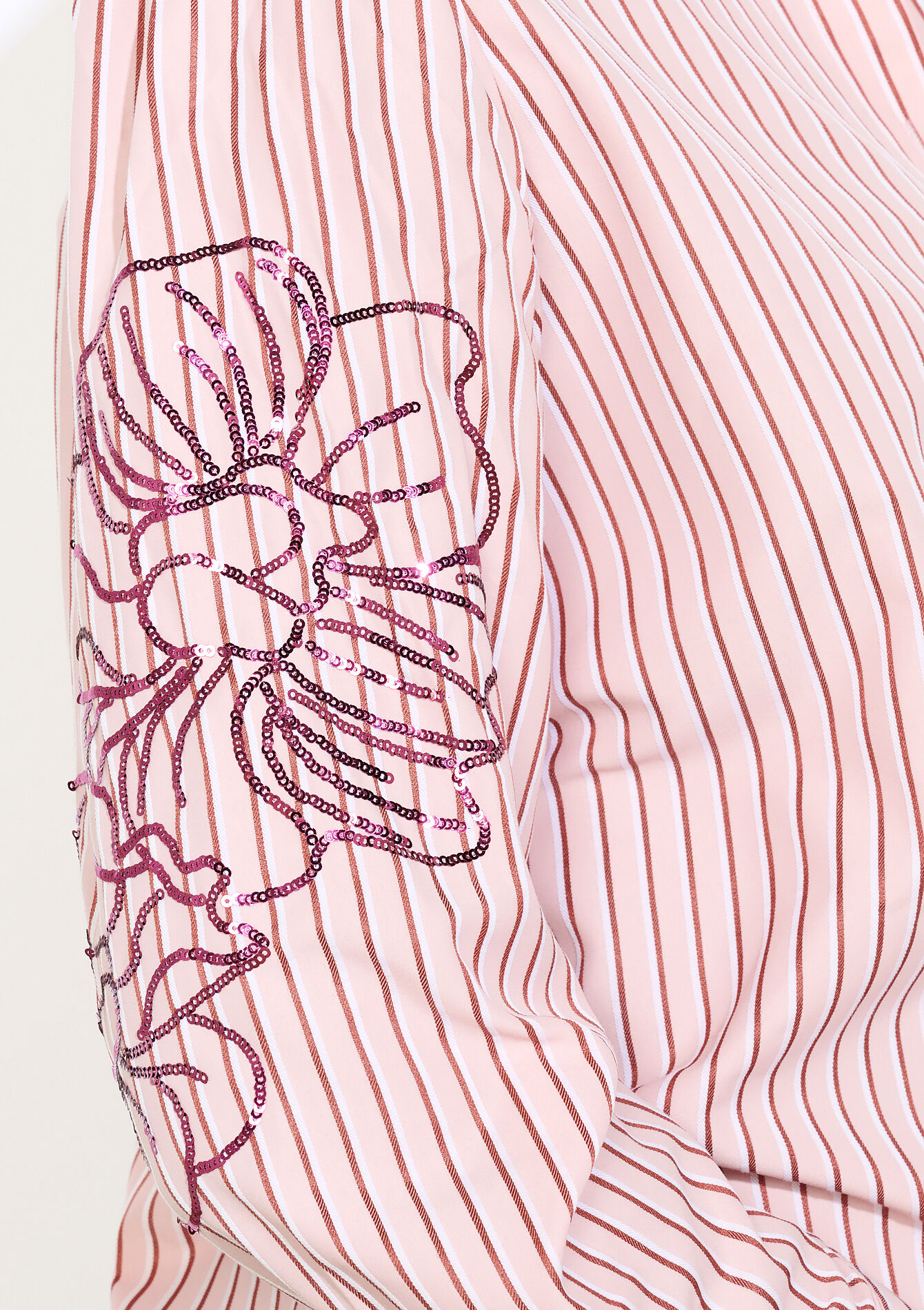 Chemise à rayures brodée - NUDE PINK - 05702940_1301