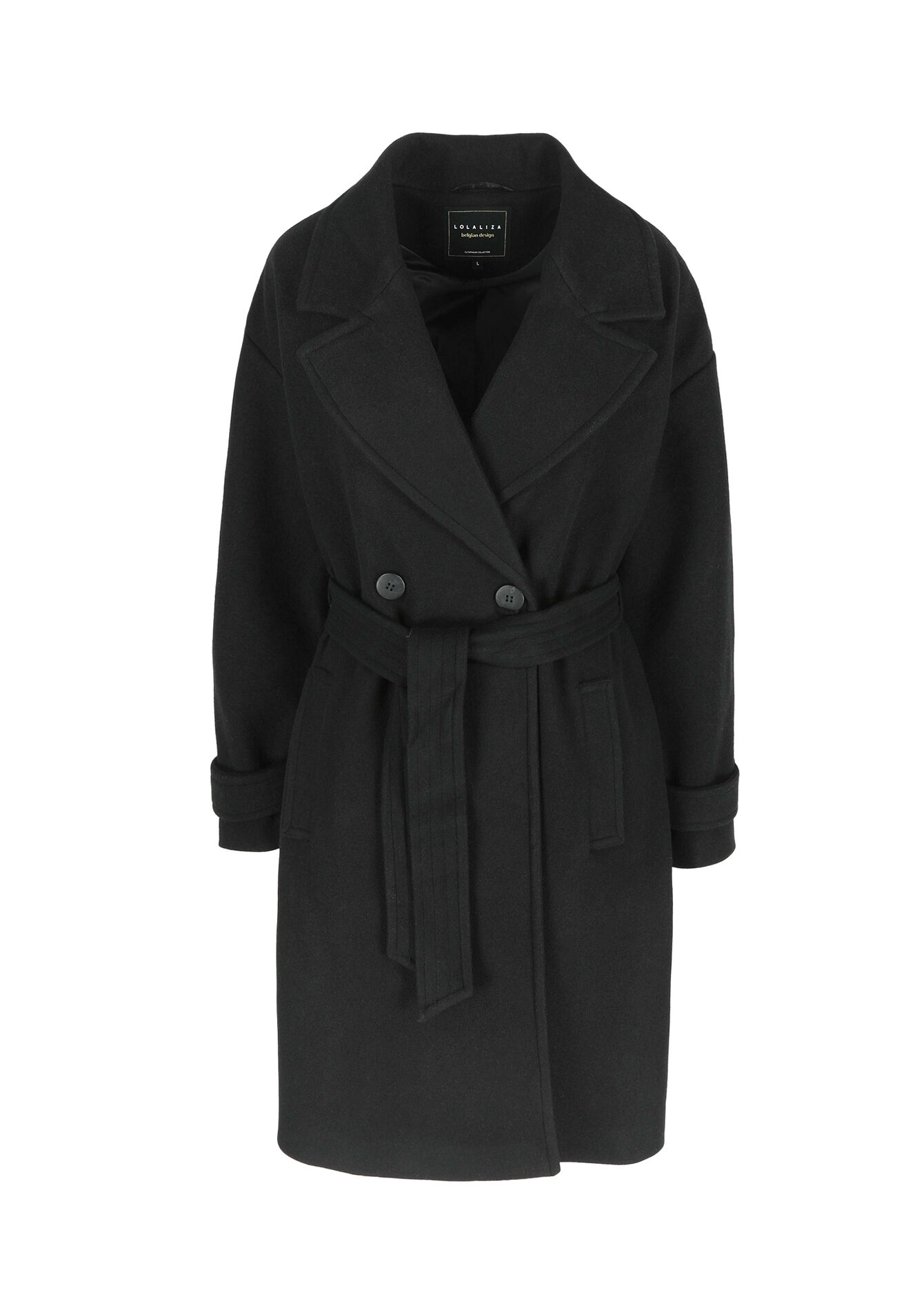 Halflange jas met riem, Halflange jas met riem - BLACK - 23000678_1119