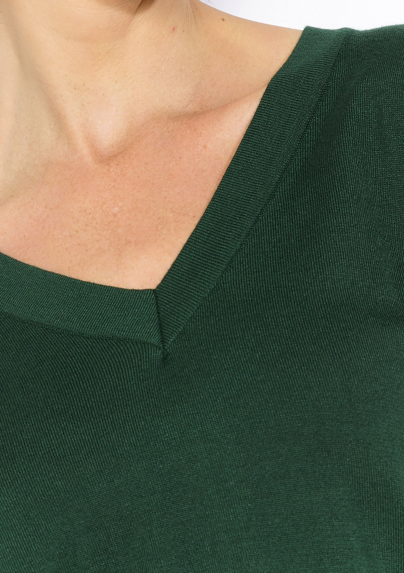 V-hals trui met knoopjes, V-hals trui met knoopjes - BOTTLE GREEN - 04006975_1778