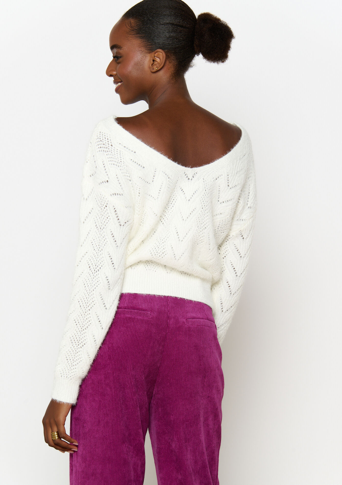 Opengewerkte trui, Opengewerkte trui - OFFWHITE - 04006612_1001