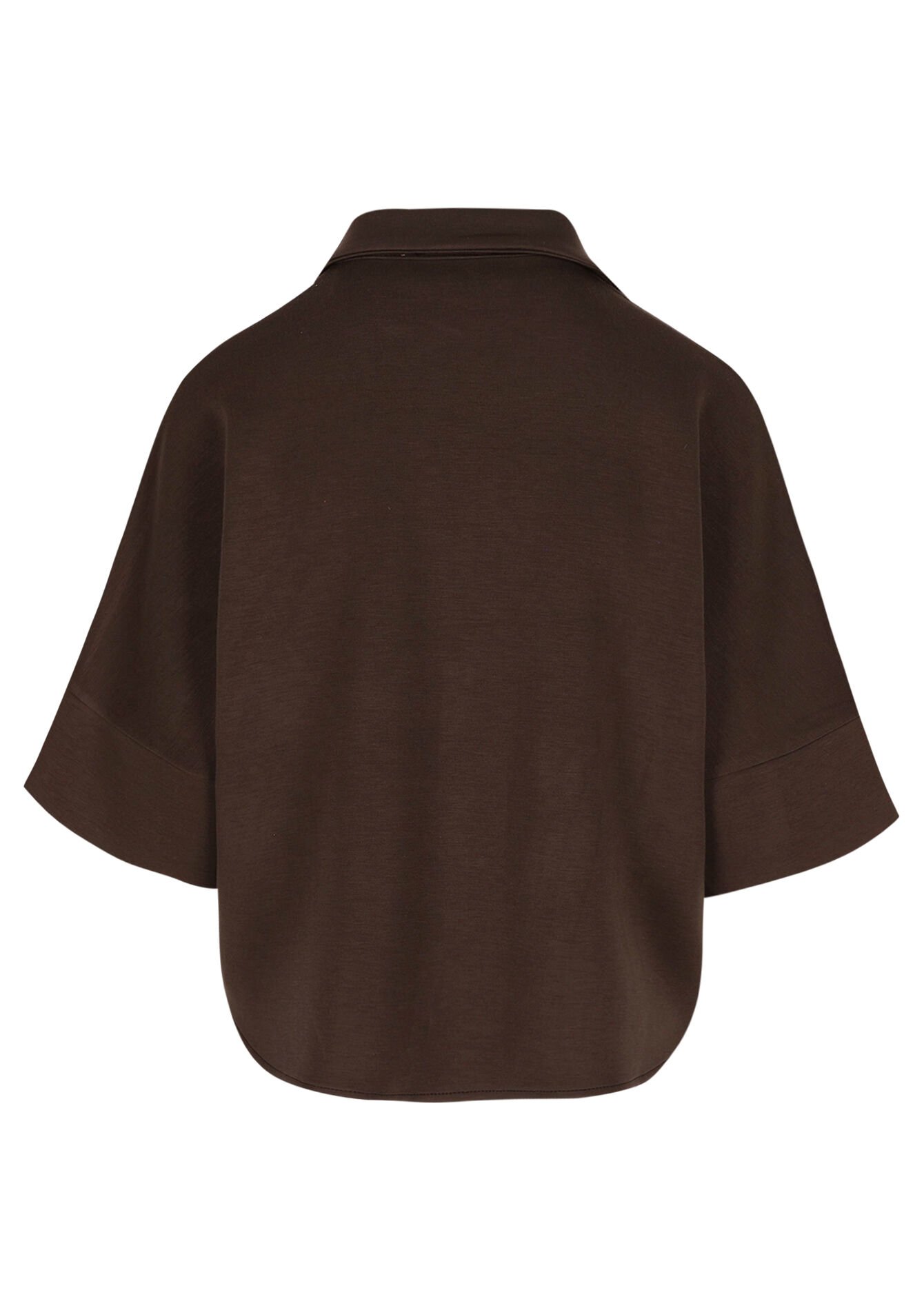 Losvallend overhemd met korte mouwen, Losvallend overhemd met korte mouwen - BROWN DARK CHOCOLATE - 02301896_3720