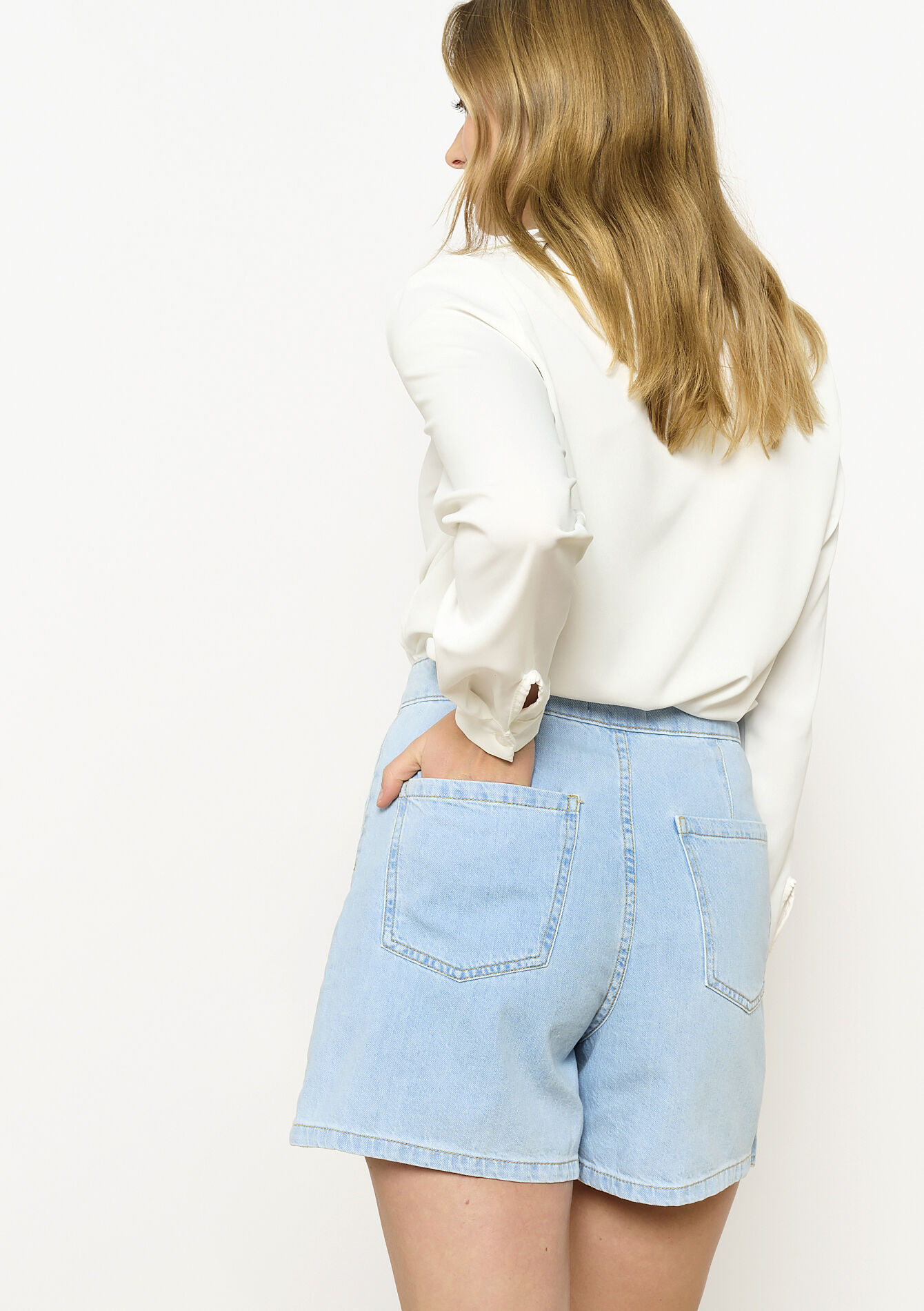 Wikkelrok-short in denim, Wikkelrok-short in denim - BLUE BLEACHED - 22000608_0502