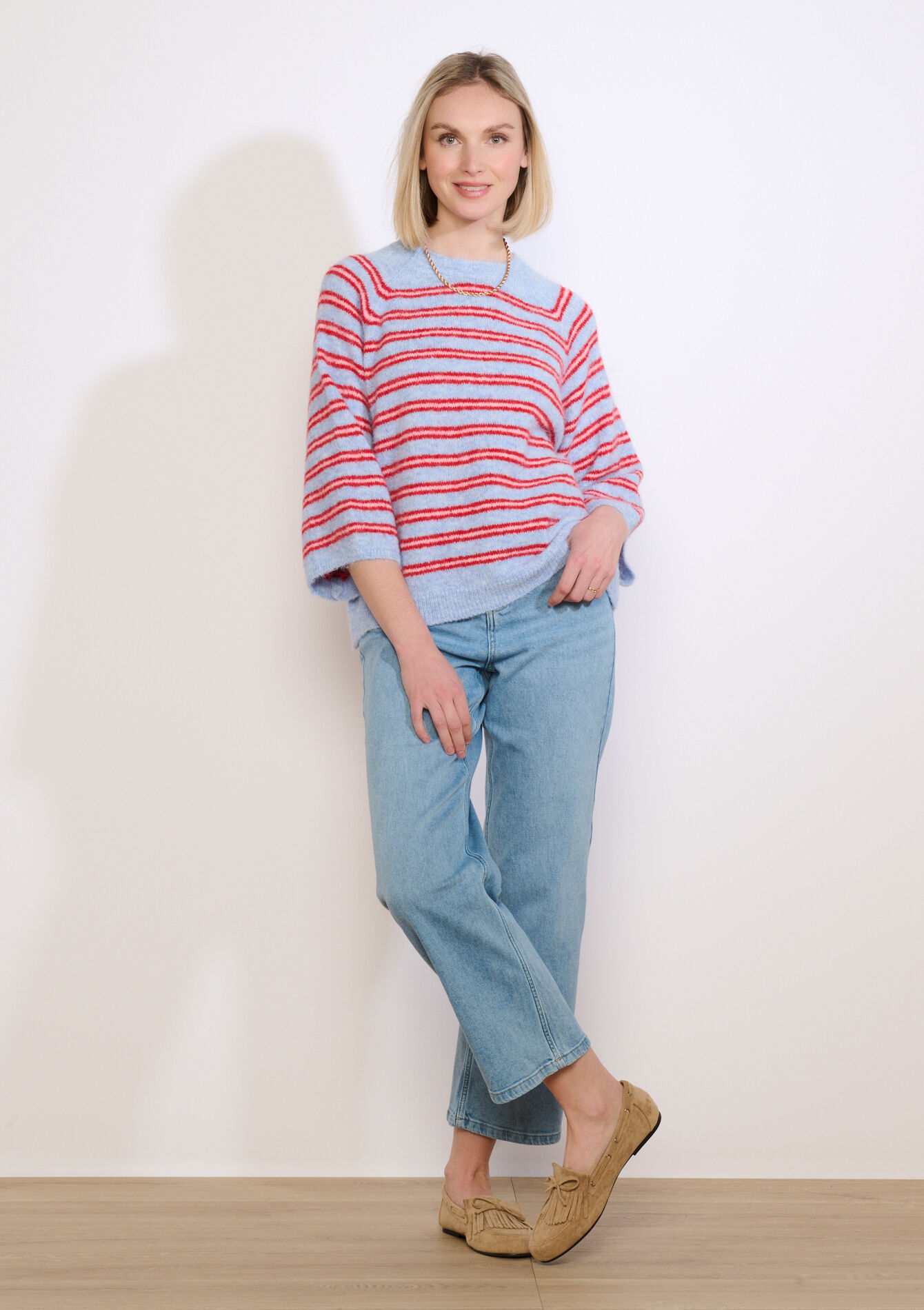 Zachte gestreepte trui - LT BLUE - 04007197_2519