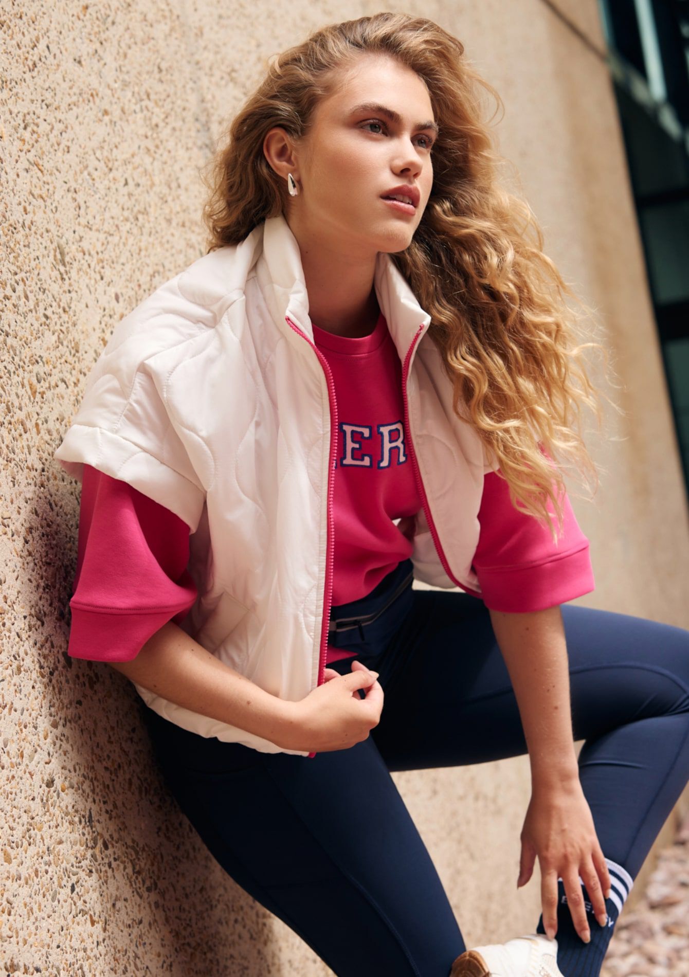 Mouwloze gewatteerde jas, , back