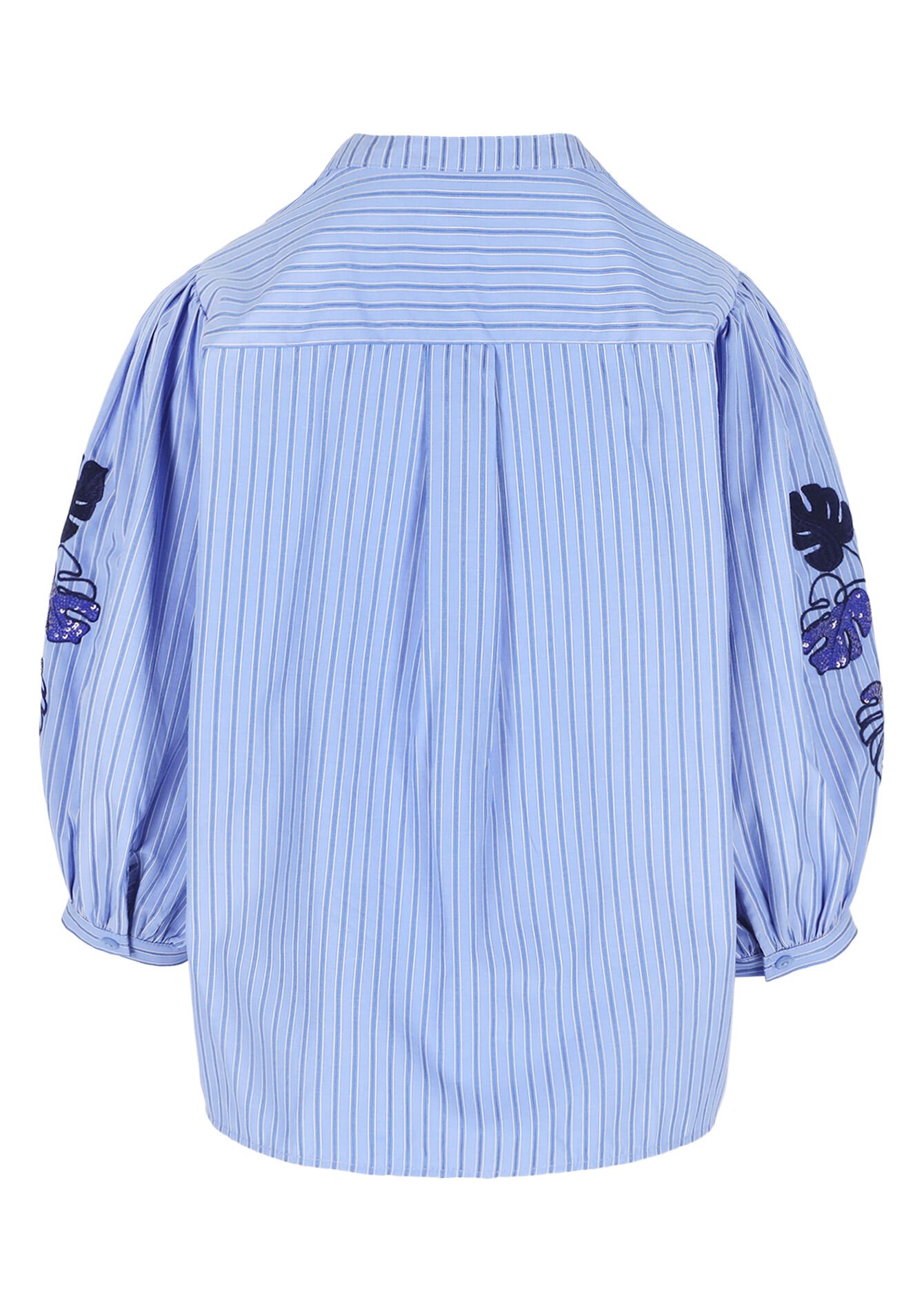 Gestreepte blouse met borduursel - BLUE PASTEL - 05703038_3003