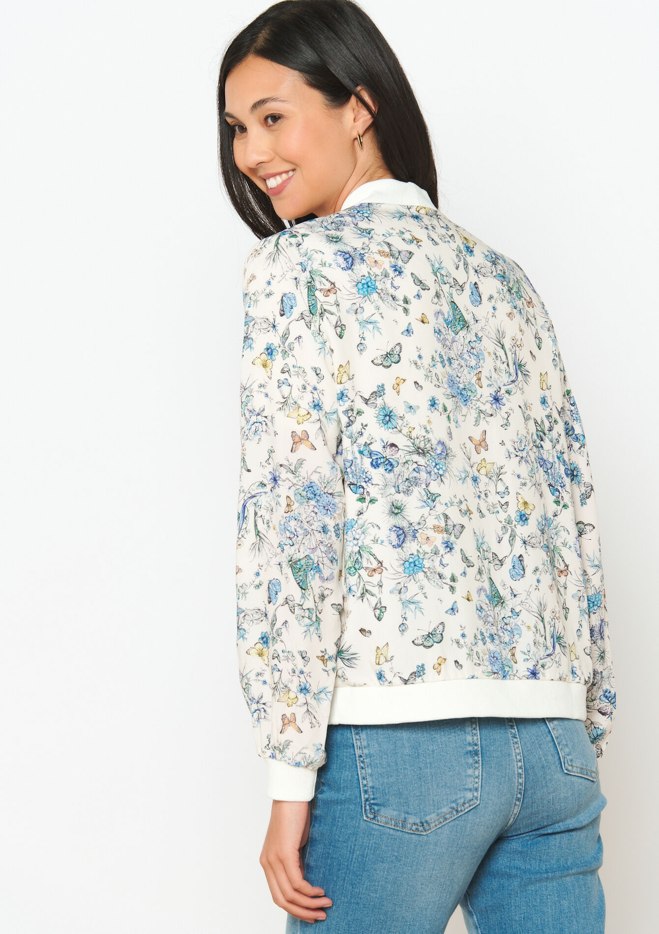 Fluid jacket with flowers, Fluid jacket with flowers - OFFWHITE - 09100939_1001