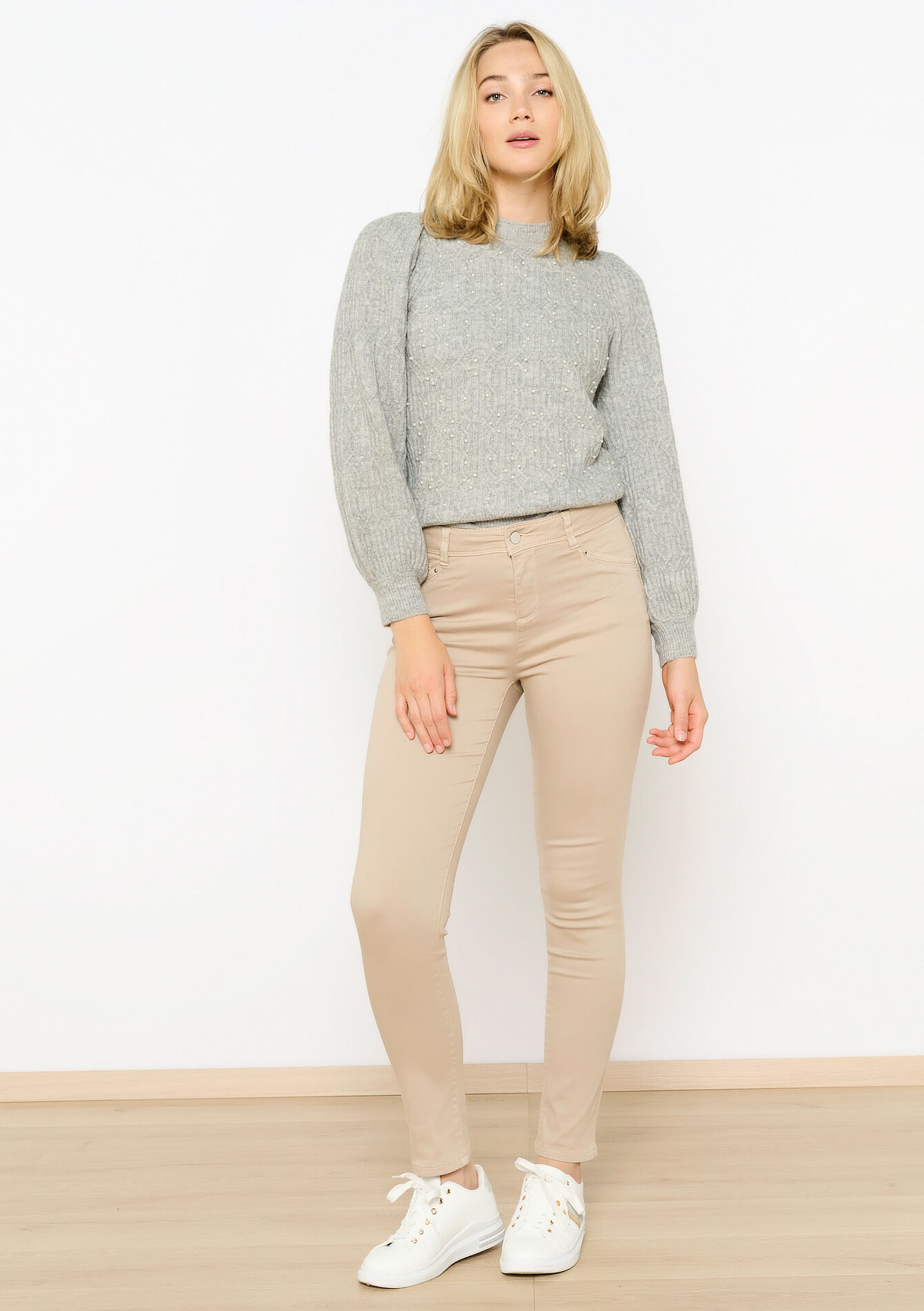 Zachte broek met hoge taille, Zachte broek met hoge taille - LT BEIGE - 06004495_2527