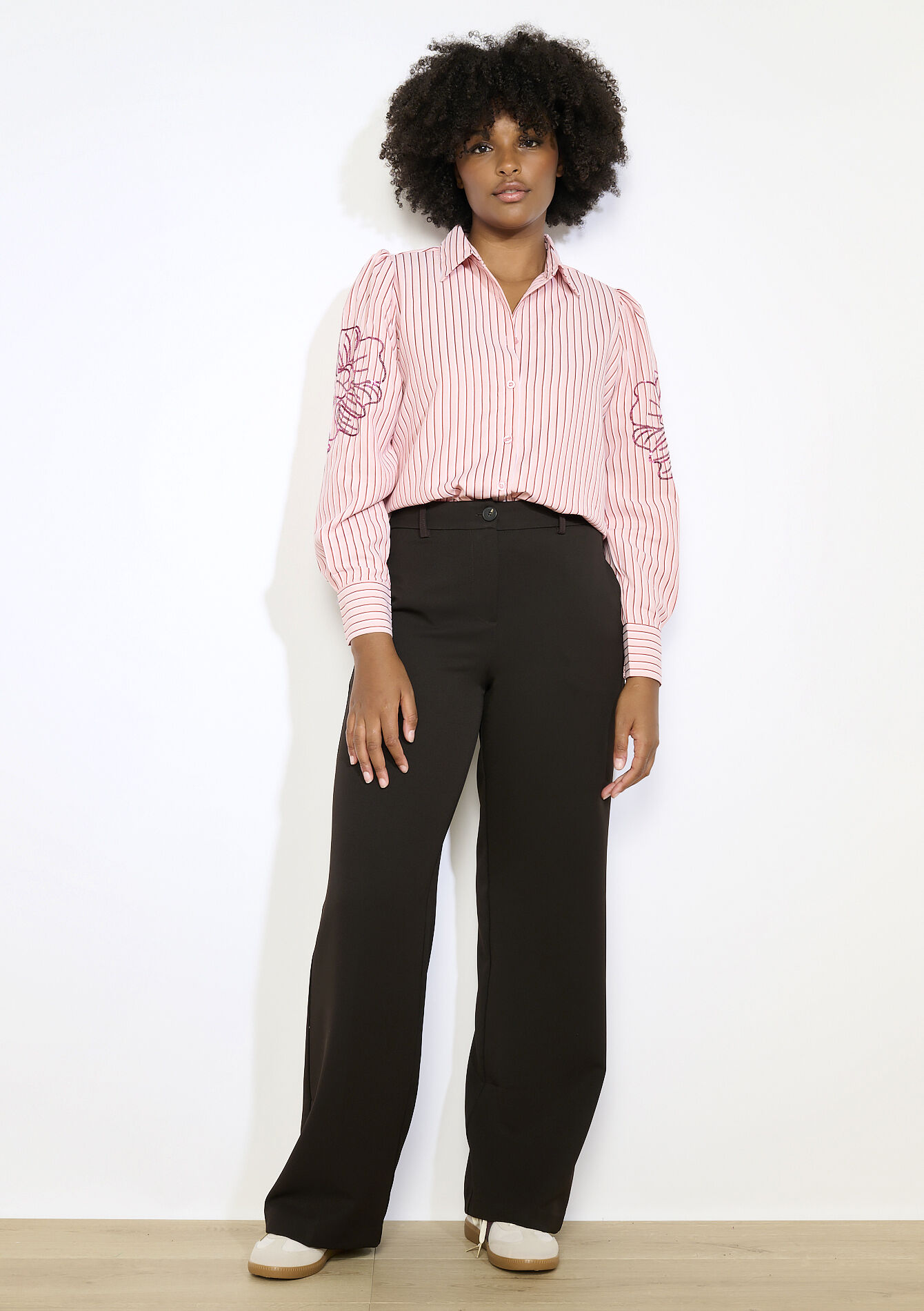 Pantalon large en sergé, Pantalon large en sergé - BROWN DARK CHOCOLATE - 06601045_3720