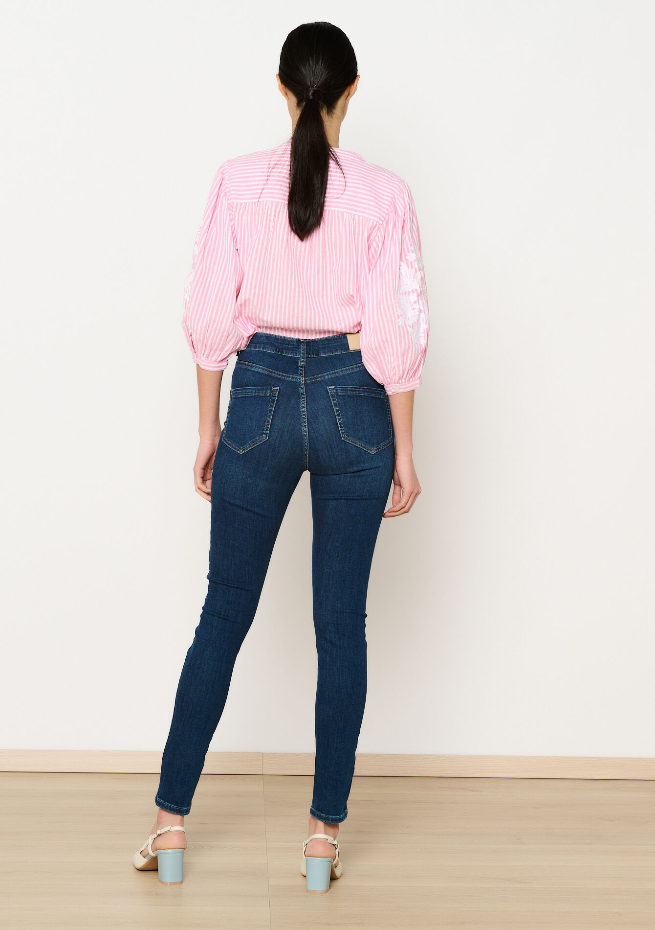 Skinny jeans met hoge taille, Skinny jeans met hoge taille - DARK BLUE - 22000561_0501