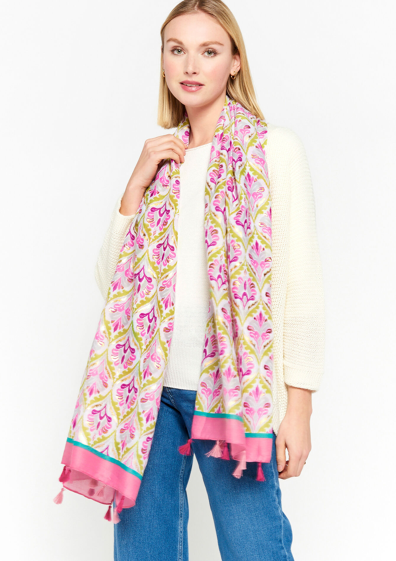 Sjaal met print, Sjaal met print - FUCHSIA - 1069332