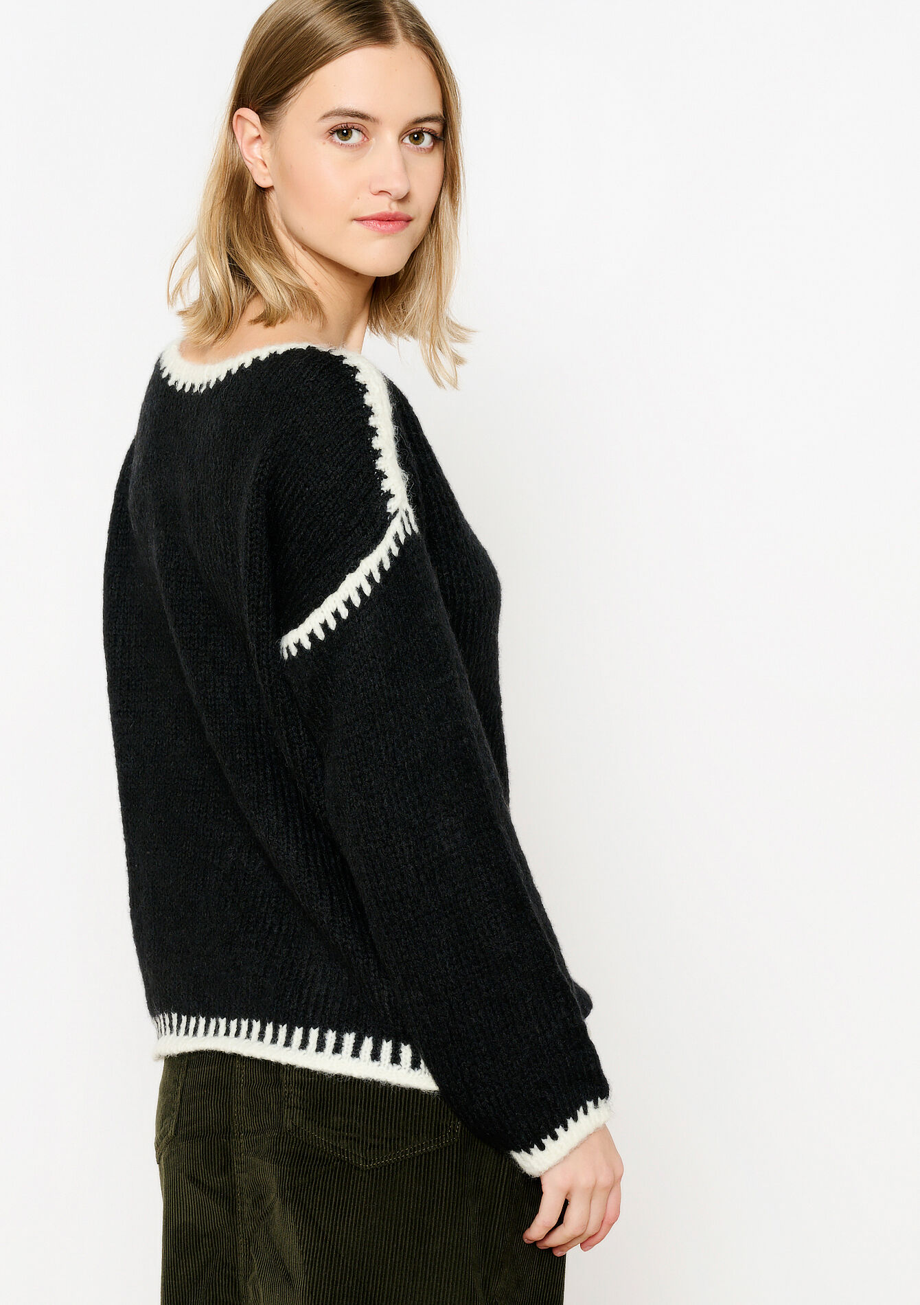 Trui met contrasterende naden, Trui met contrasterende naden - BLACK - 04006755_1119