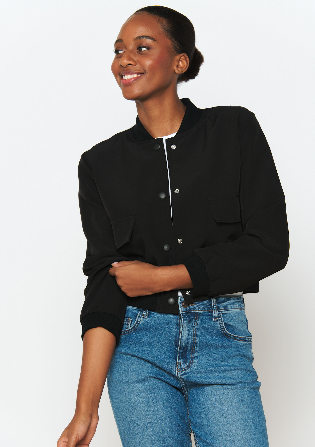 Short bomber jacket - BLACK - 09100901_1119