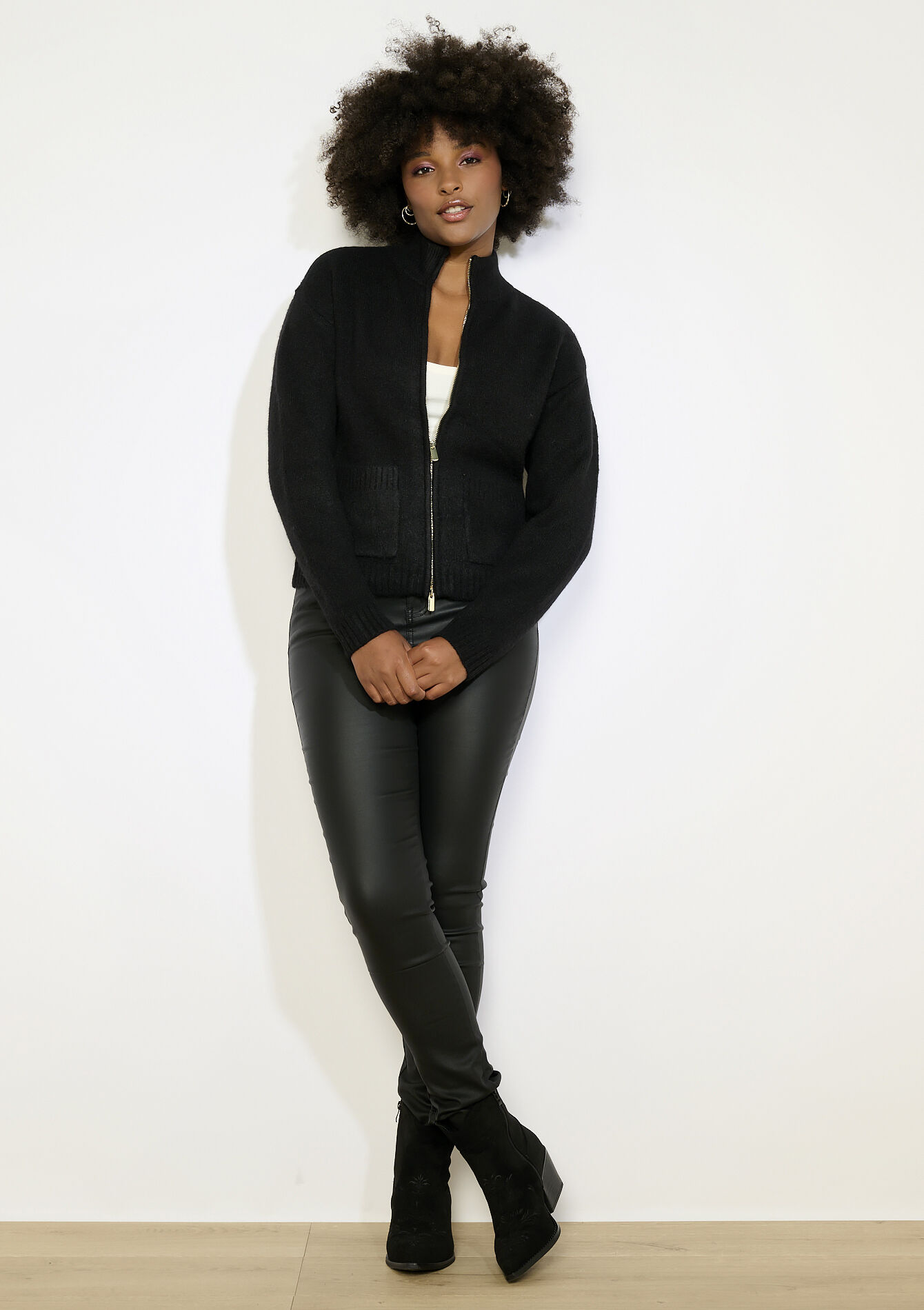 Gilet zippé à col montant, Gilet zippé à col montant - BLACK - 04101312_1119