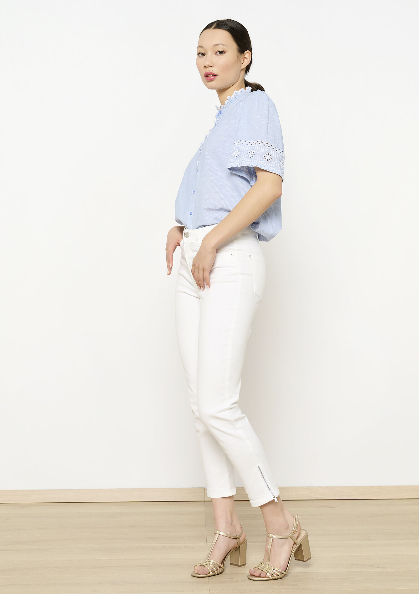 Slimfit broek met rits - OPTICAL WHITE - 06004552_1019