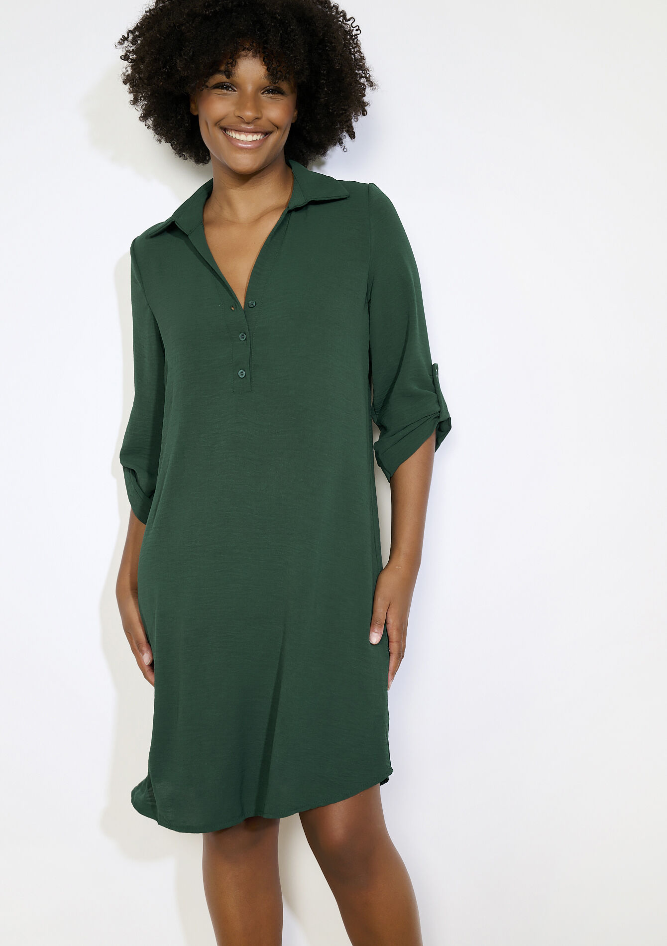 Polojurk met knopen - BOTTLE GREEN - 08104271_1778