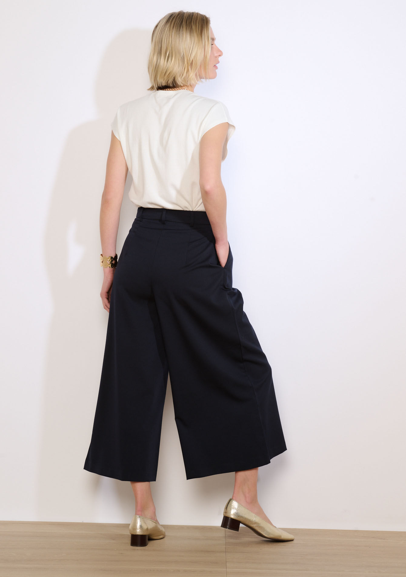 Gecoupeerde culottebroek, Gecoupeerde culottebroek - NAVY BASIC - 06100794_2723