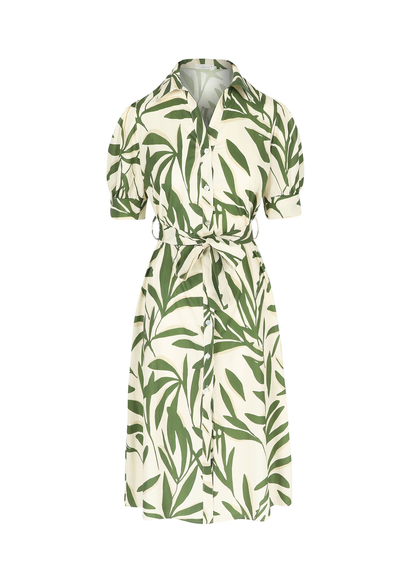 Robe-chemise à imprimé feuilles, Robe-chemise à imprimé feuilles - VANILLA WHITE - 08103541_1013