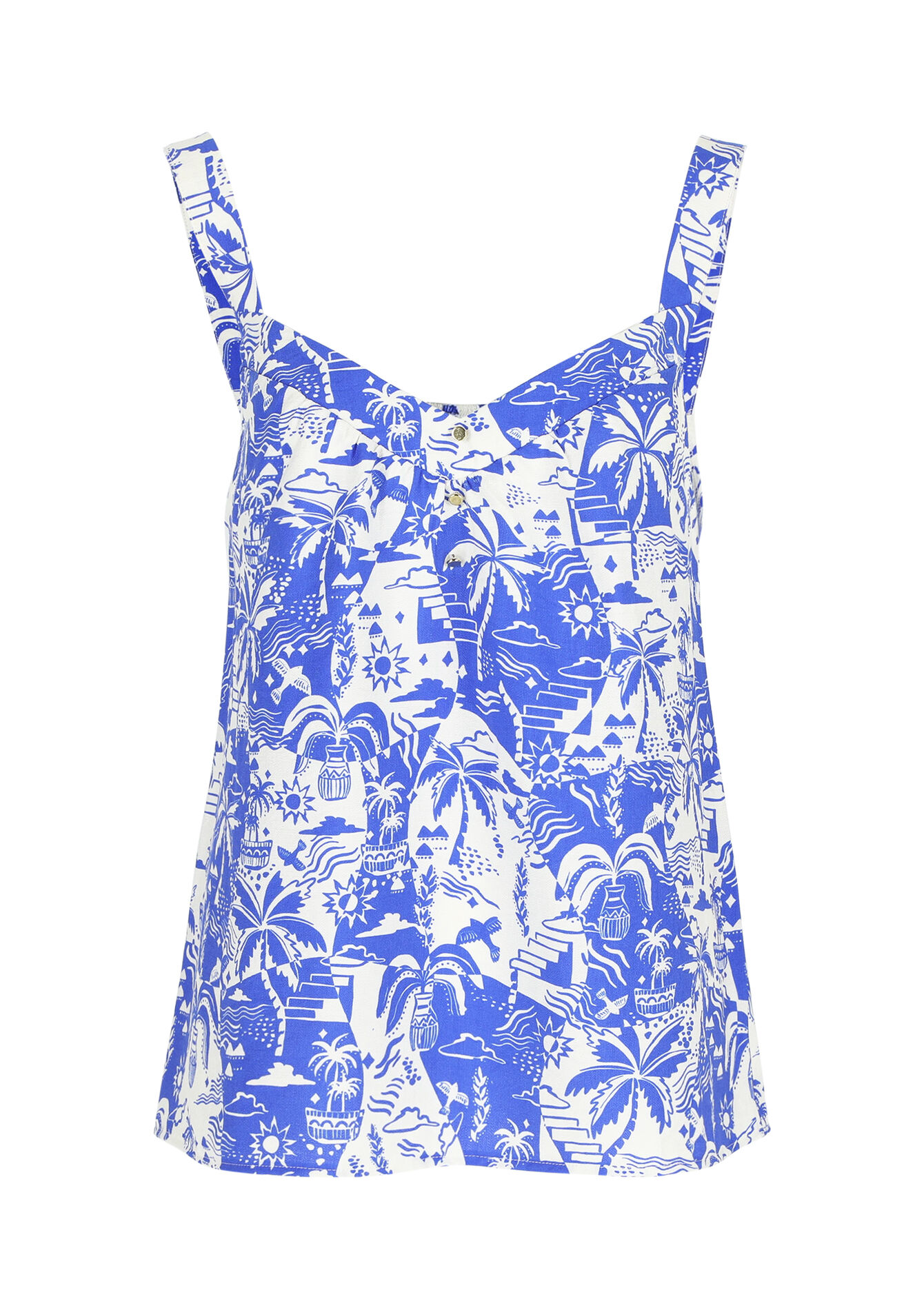 Top with tropical print, Top with tropical print - ELECTRIC BLUE - 05702530_1619