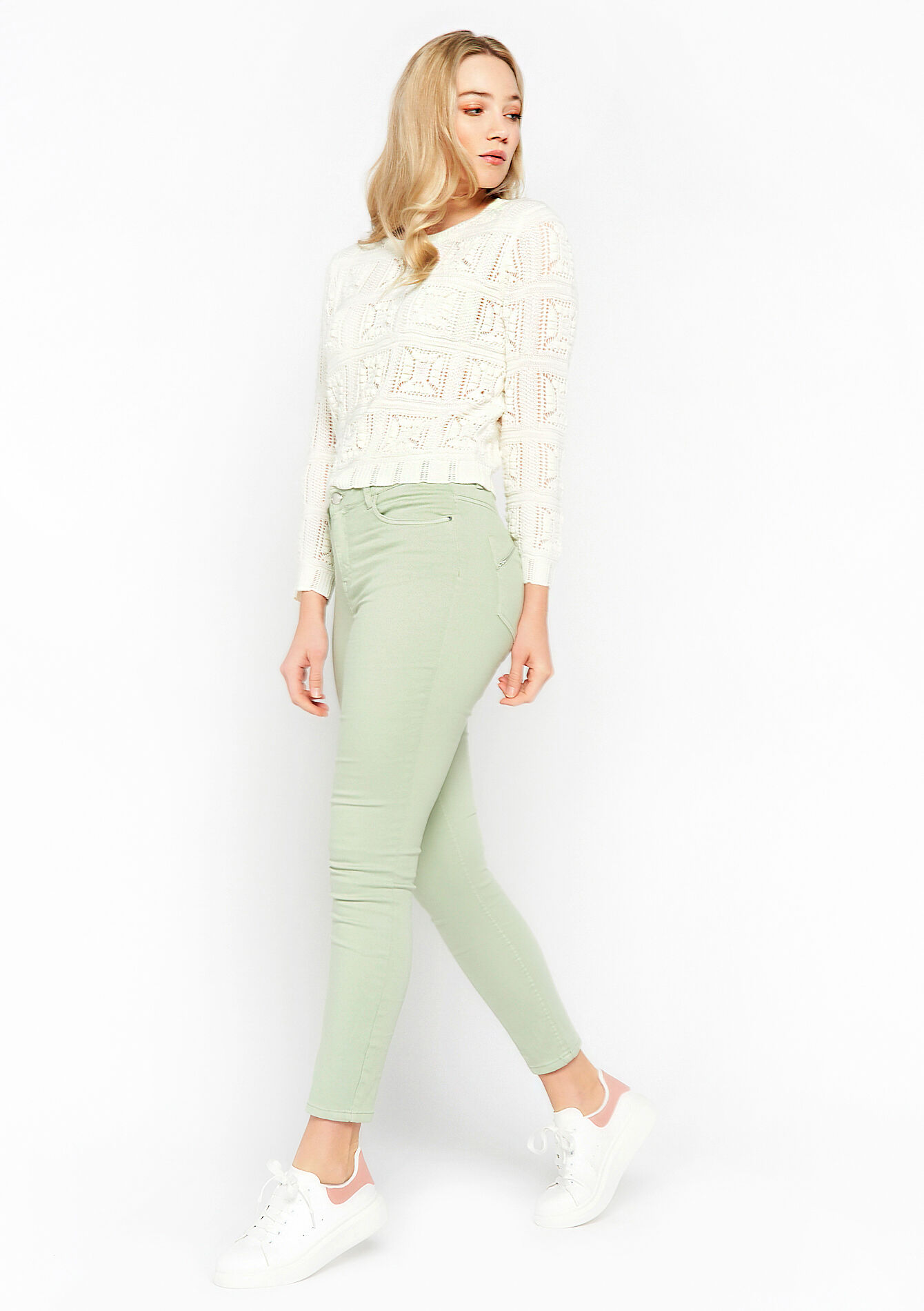 Pantalon taille haute, Pantalon taille haute - KHAKI MINT - 06004293_2542