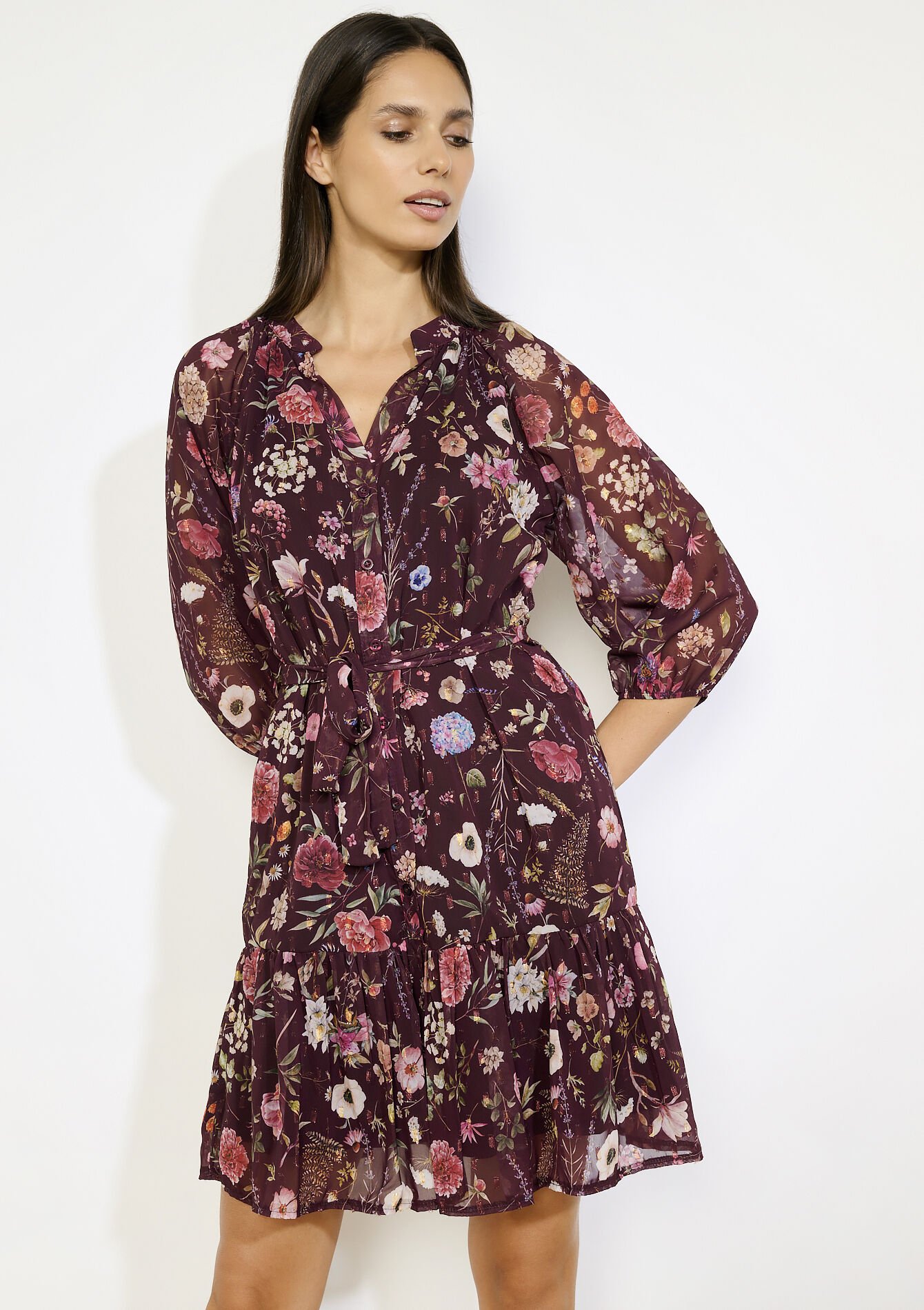 Robe fluide à imprimé floral, Robe fluide à imprimé floral - BORDEAUX WINE - 08104310_5514